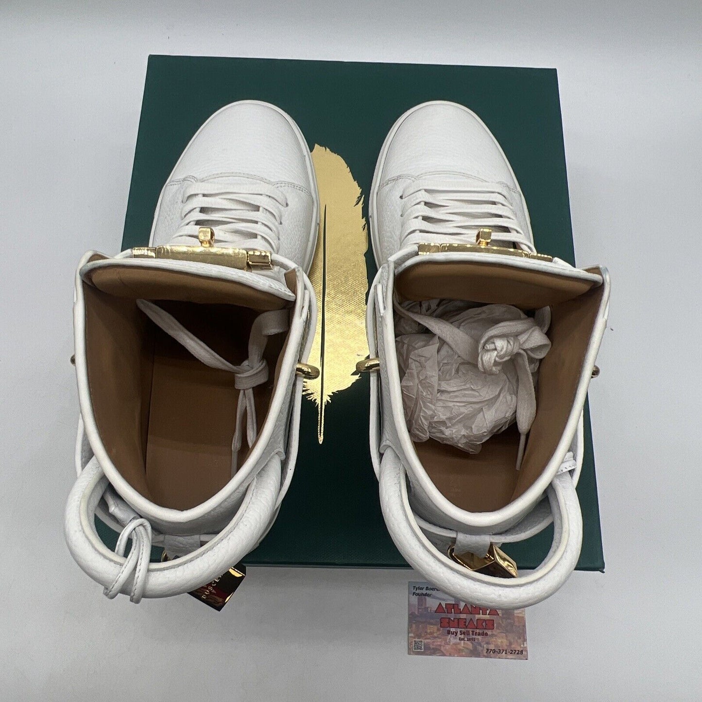 Size 9 - Buscemi Mens 100MM White Leather High Top Sneakers Shoes