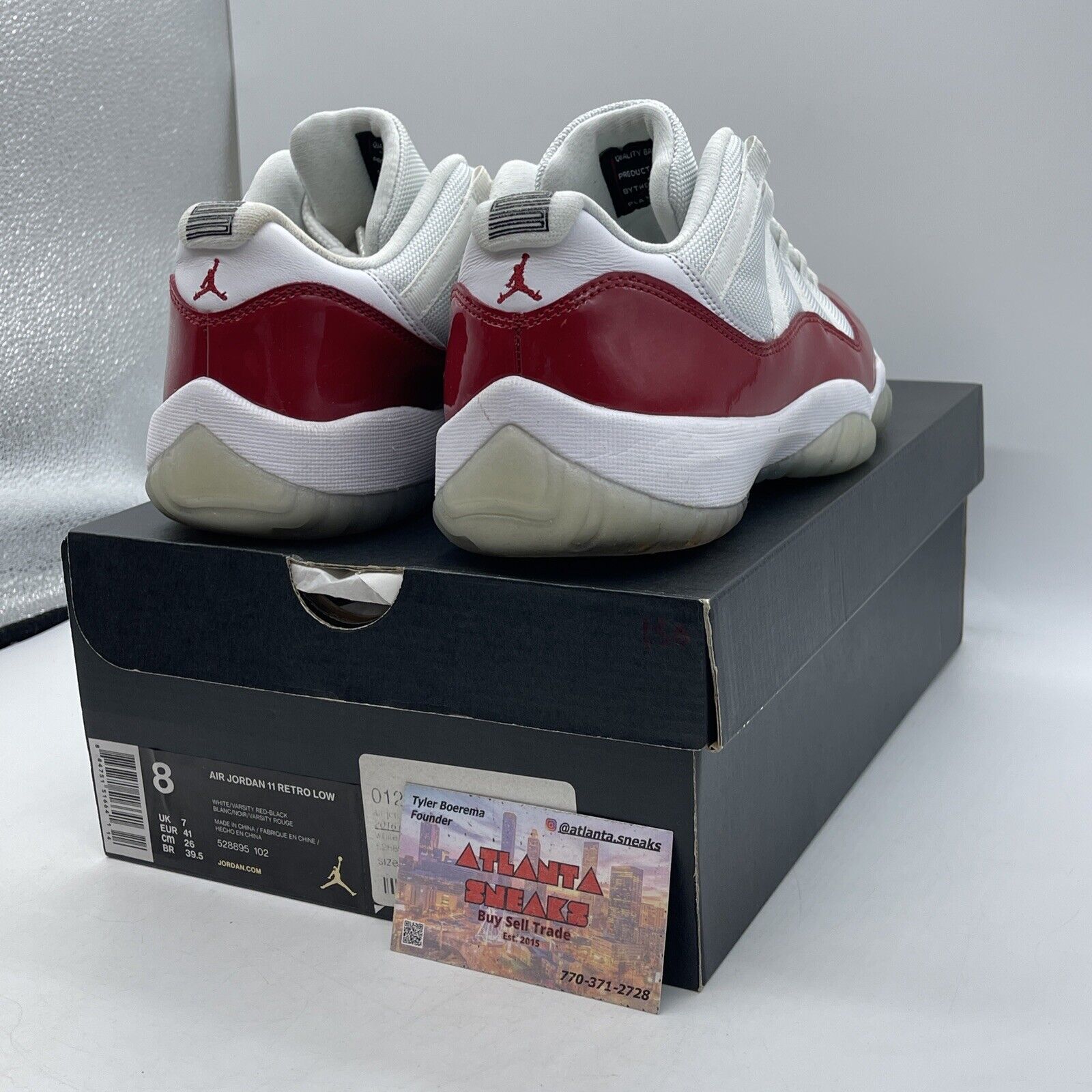 Size 8 - Air Jordan 11  2016 Low Cherry Red Leather White Suede (528895-102)