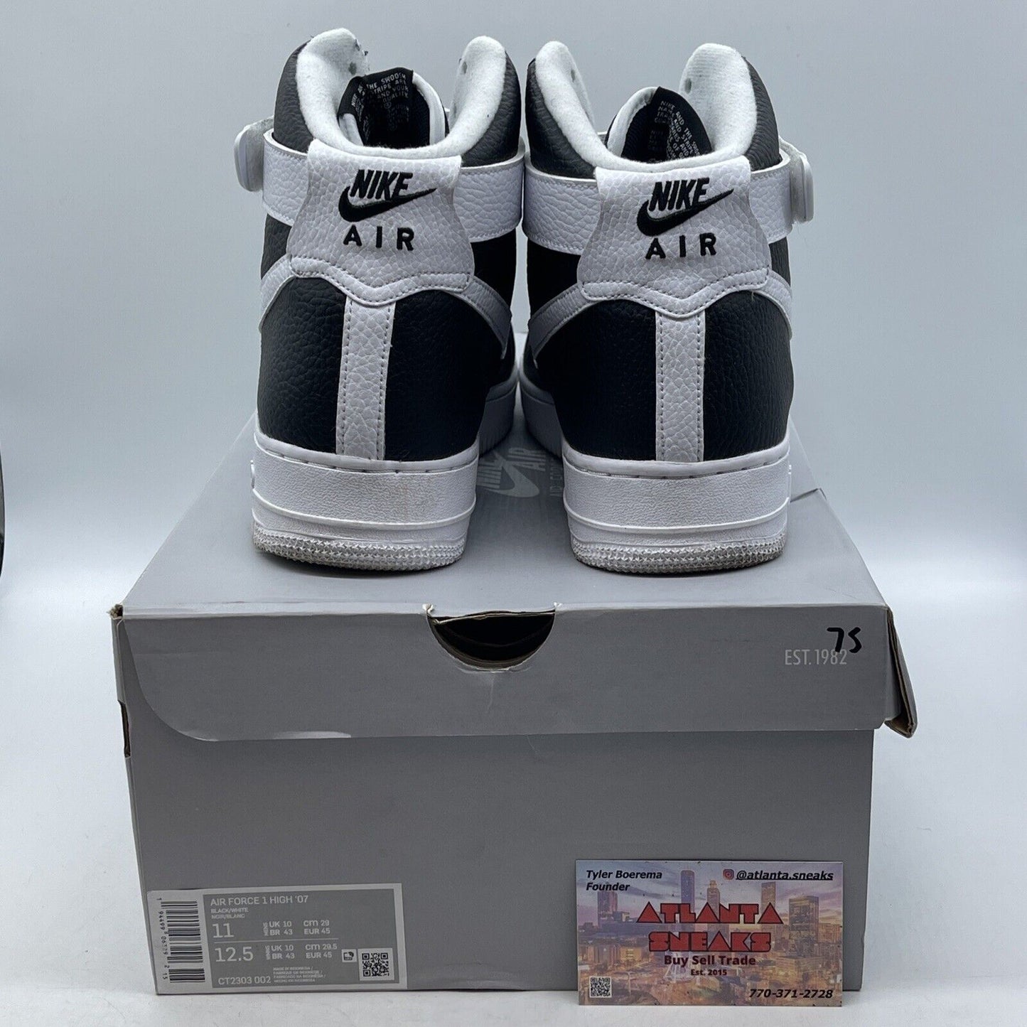 Size 11 - Nike Air Force 1 '07 High Black White Leather (CT2303-002)