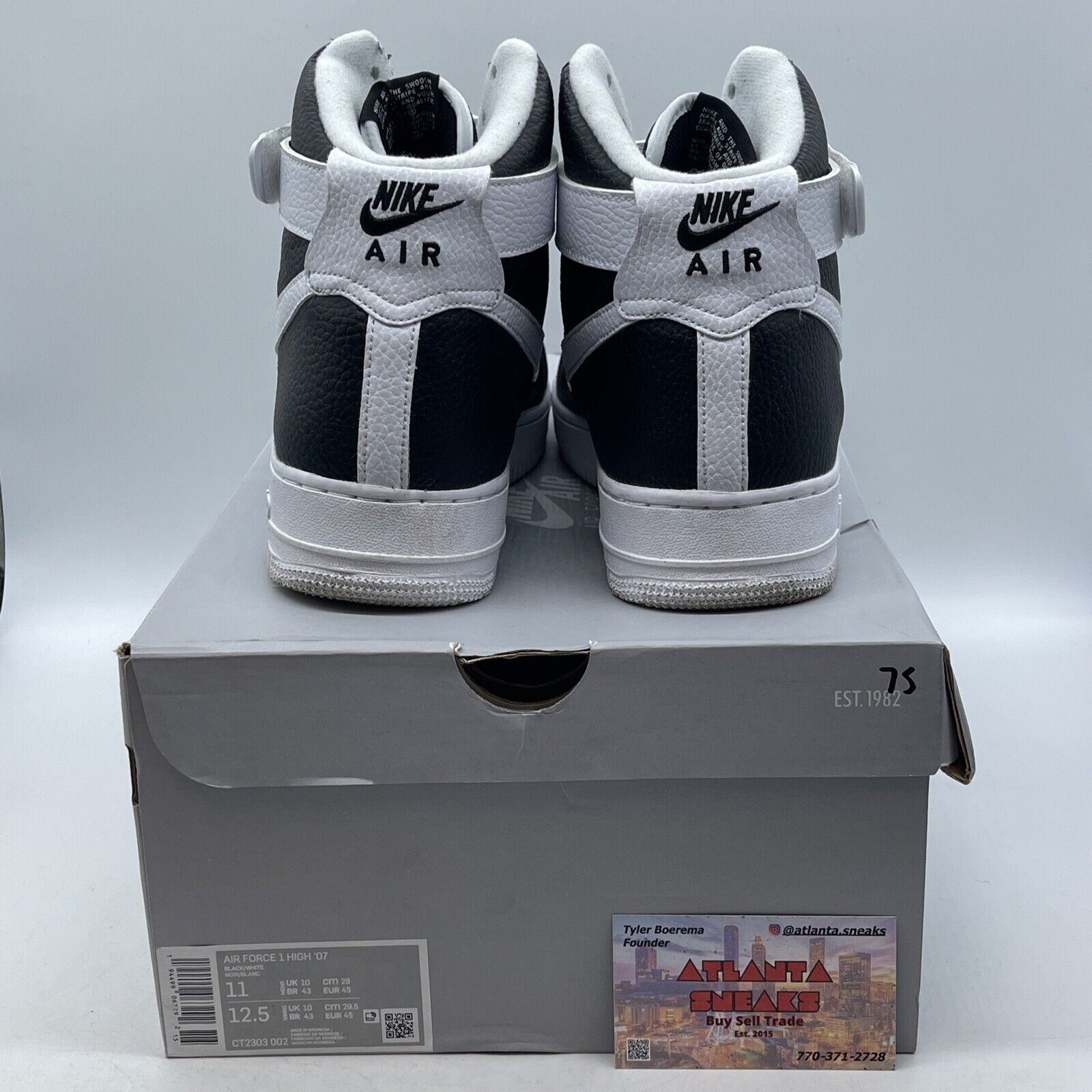Size 11 - Nike Air Force 1 '07 High Black White Leather (CT2303-002)