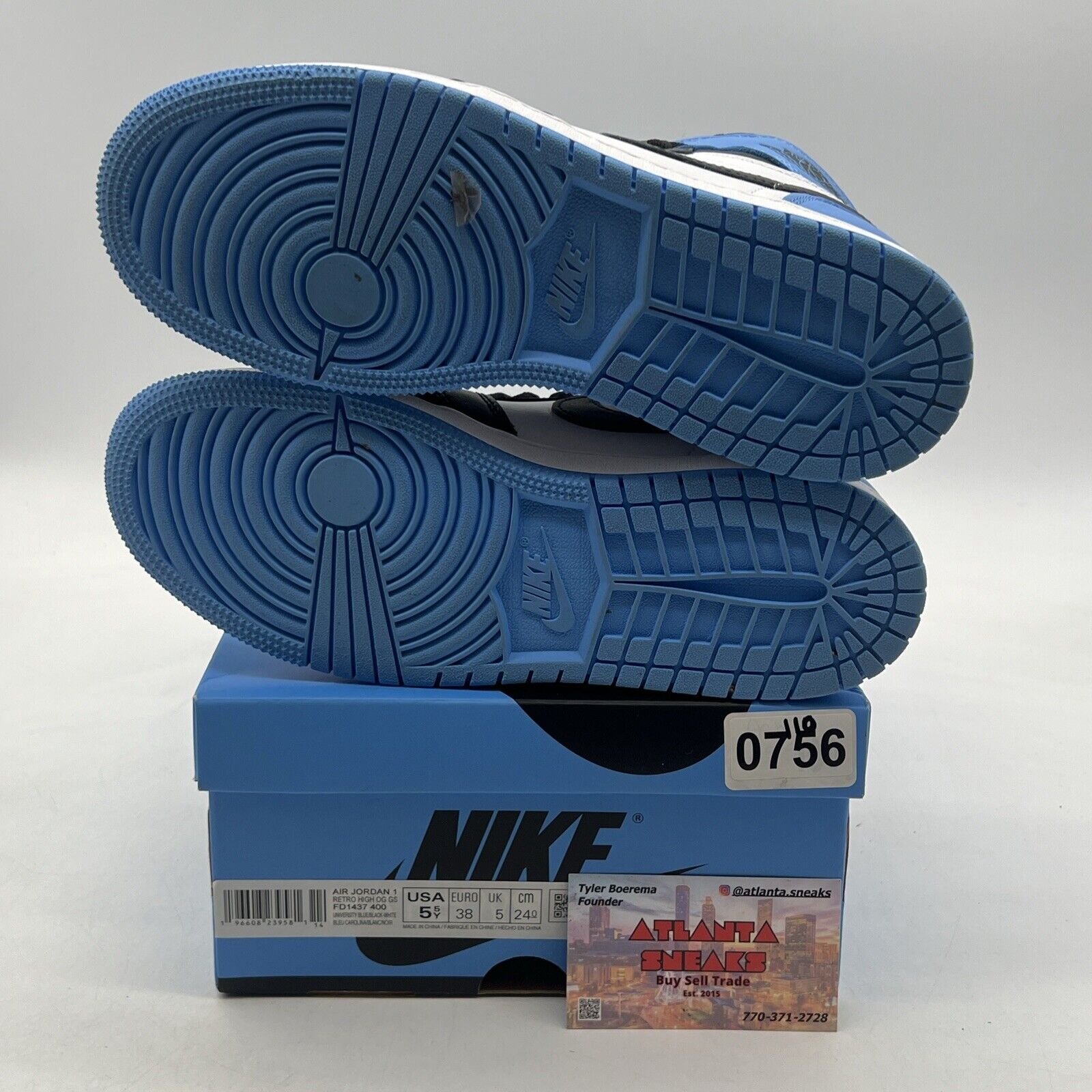 Size 5.5Y - Jordan 1 High Retro OG  University Blue /Black-White