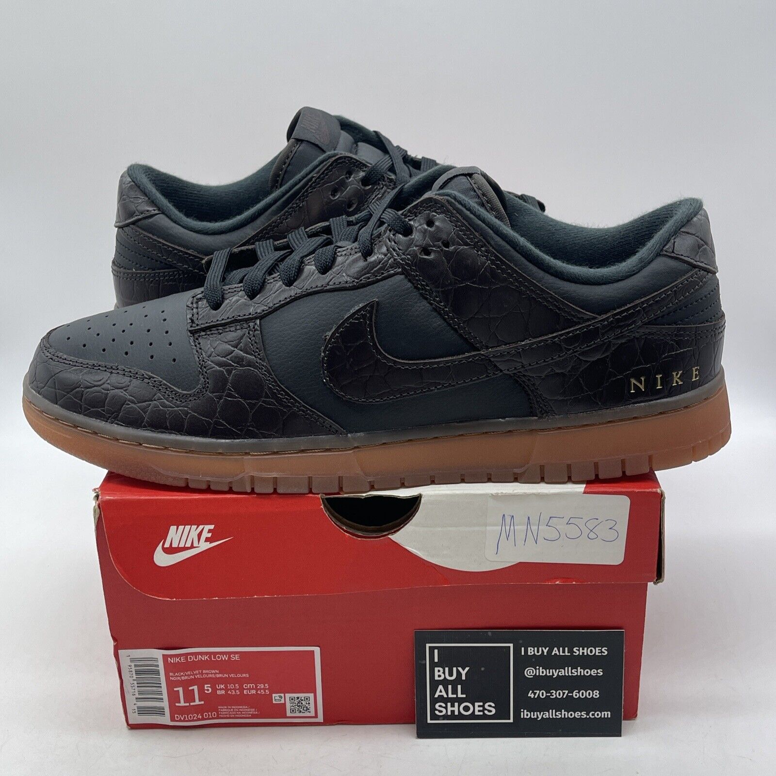 Size 11.5 - Nike Dunk SE Low Velvet Brown Black Leather (DV1024-010)