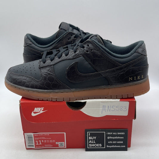 Size 11.5 - Nike Dunk SE Low Velvet Brown Black Leather (DV1024-010)
