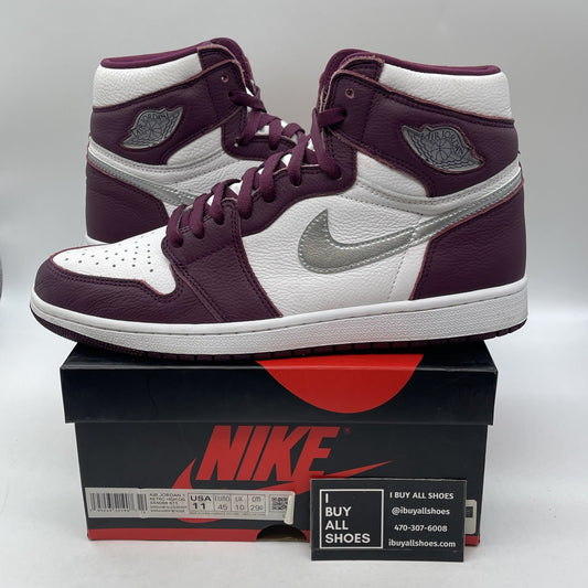 Size 11 - Jordan 1 Retro High OG Bordeaux White Silver Leather (555088-611)
