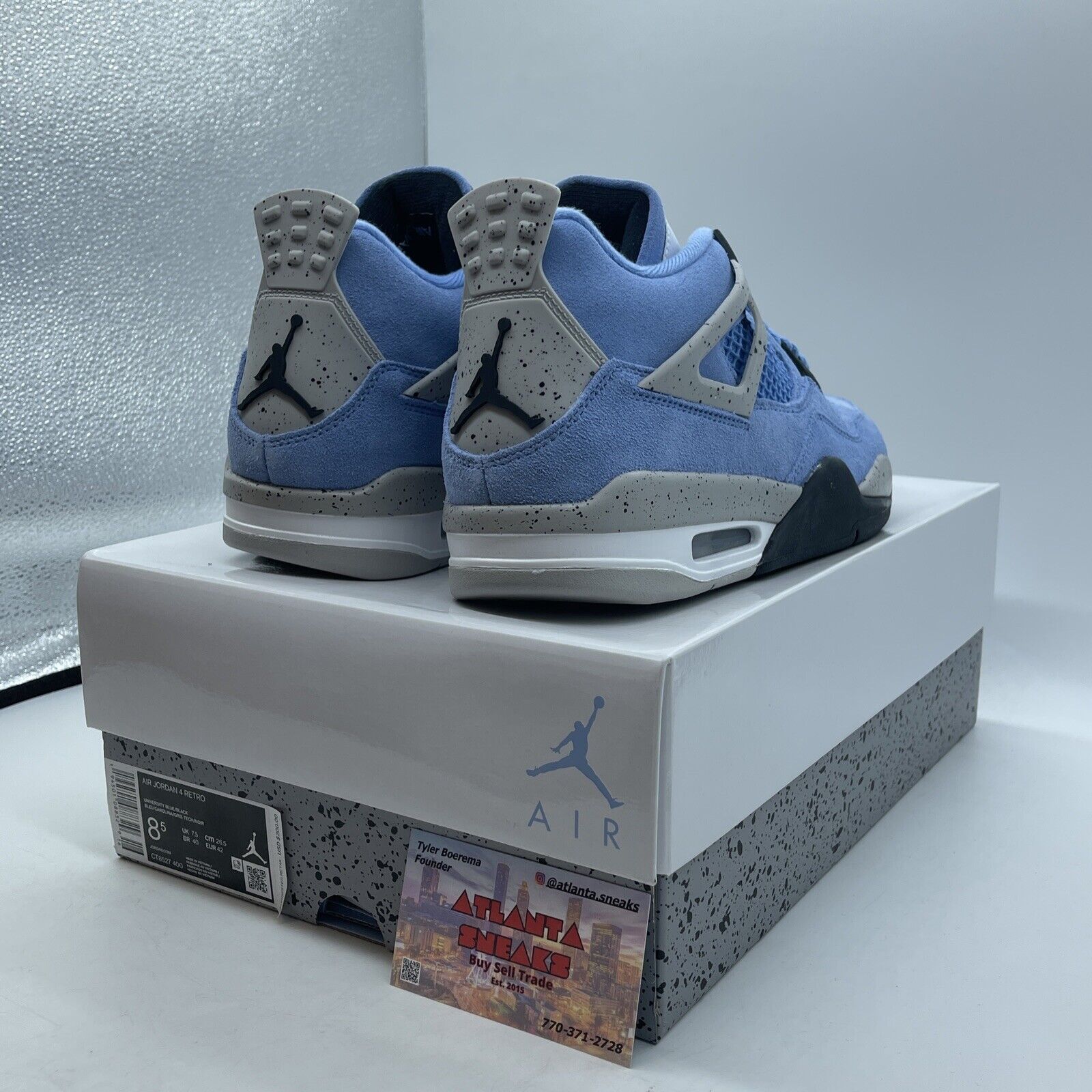 Size 8.5 - Jordan 4 Retro Mid University Blue Black White Suede (CT8527-400)