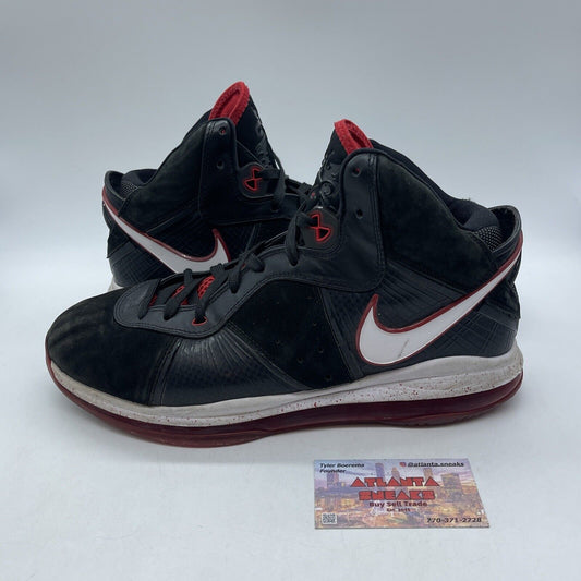 Size 12 - Nike LeBron 8 Bred Red White Black Suede Leather (417098-002)