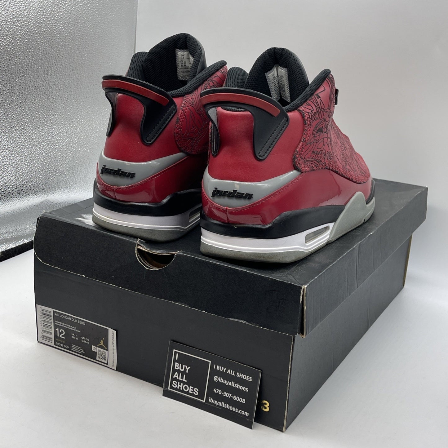 Size 12 - Jordan Dub Zero Toro Bravo Red Grey Black Leather (311046-600)