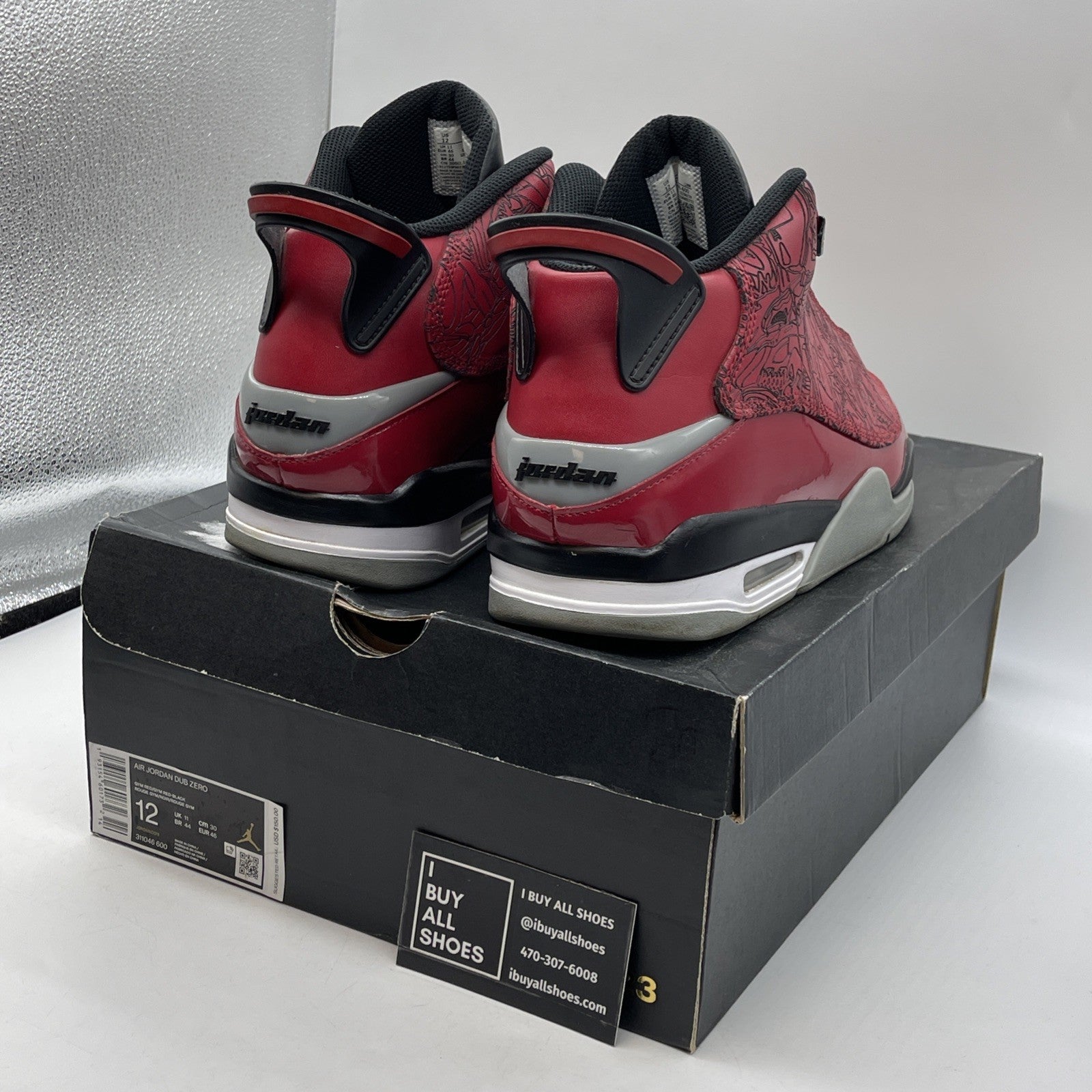 Size 12 - Jordan Dub Zero Toro Bravo Red Grey Black Leather (311046-600)