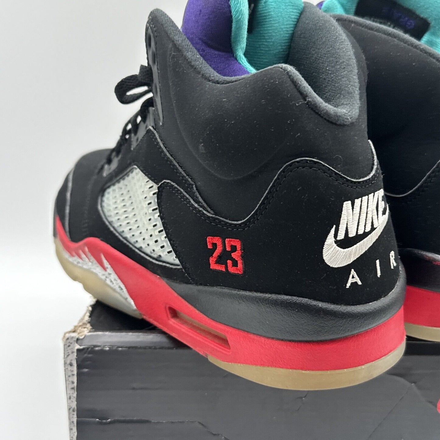 Size 12 - Jordan 5 Retro Top 3 Black 2020 Red Icy Sole Suede Purple Tingus