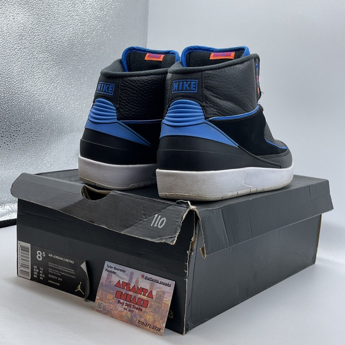 Size 8.5 - Air Jordan 2 Retro Radio Raheem Black Blue White (834274-014)