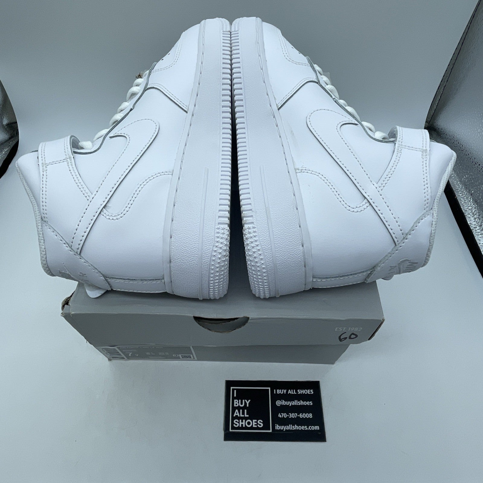 Size 7Y (GS) - Nike Air Force 1 LE Mid Triple White (DH2933-111)