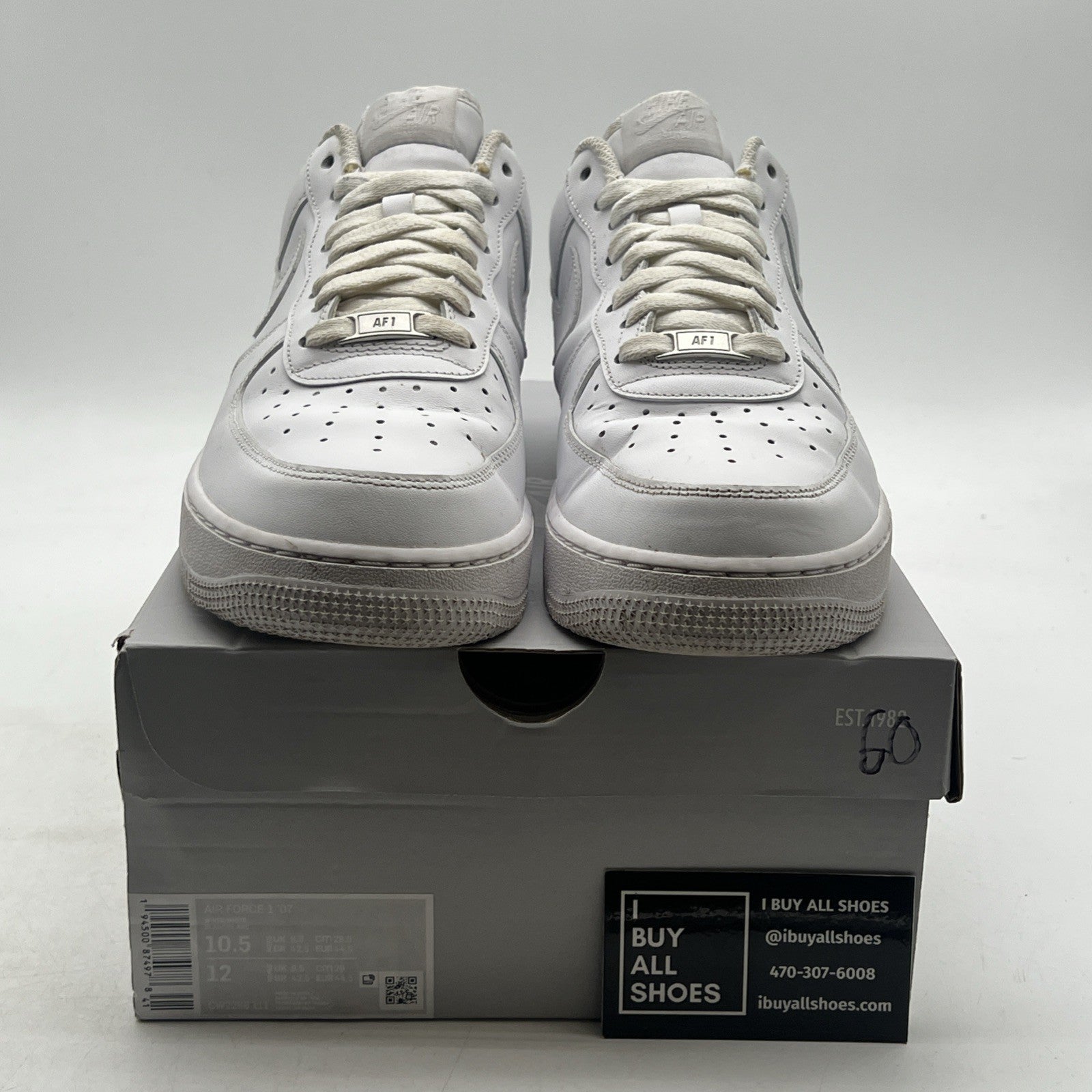 Size 10.5 - Nike Air Force 1 '07 Low Triple White (CW2288-111)
