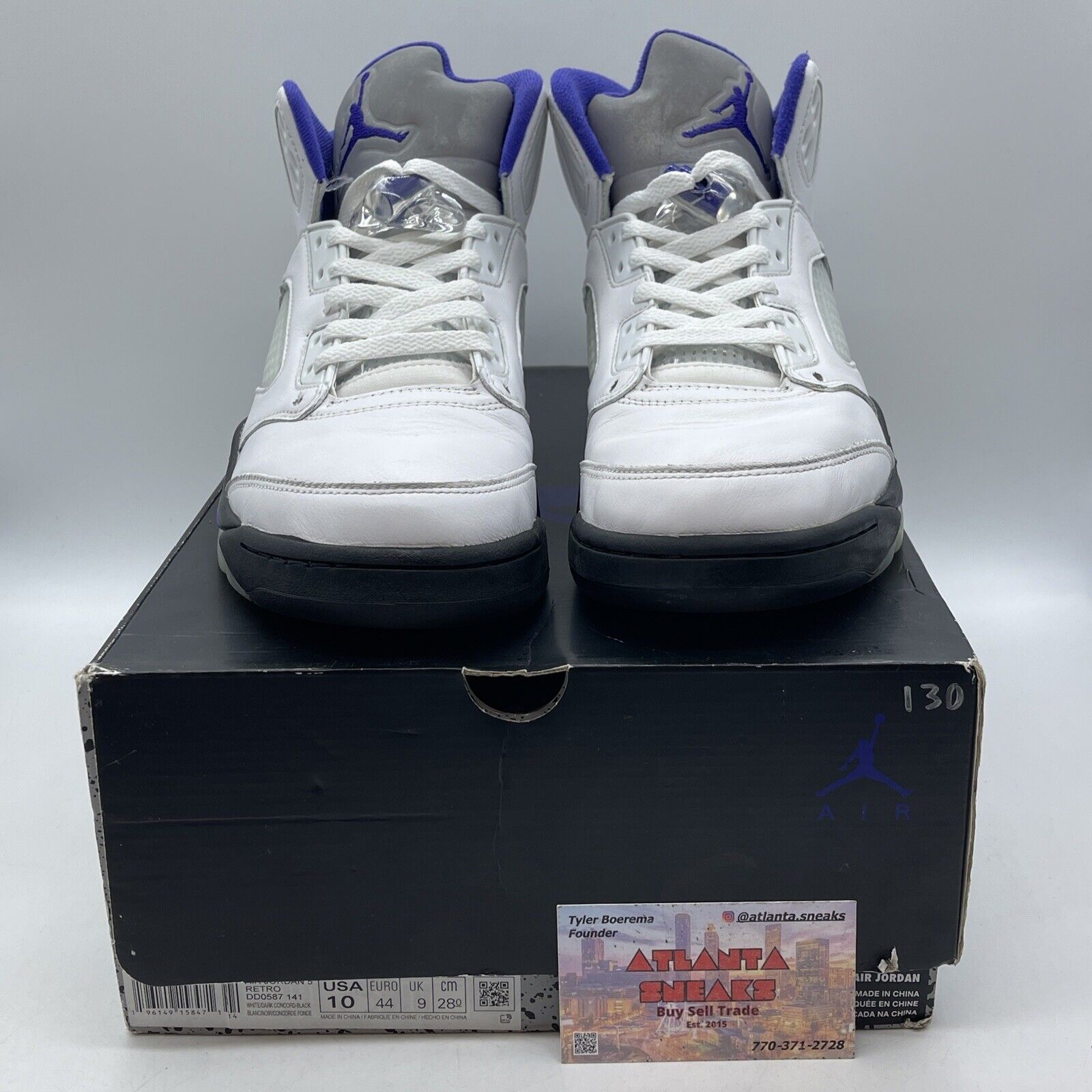 Size 10 - Jordan 5 Concord 2022 White Leather Purple Black (DD0587-141)