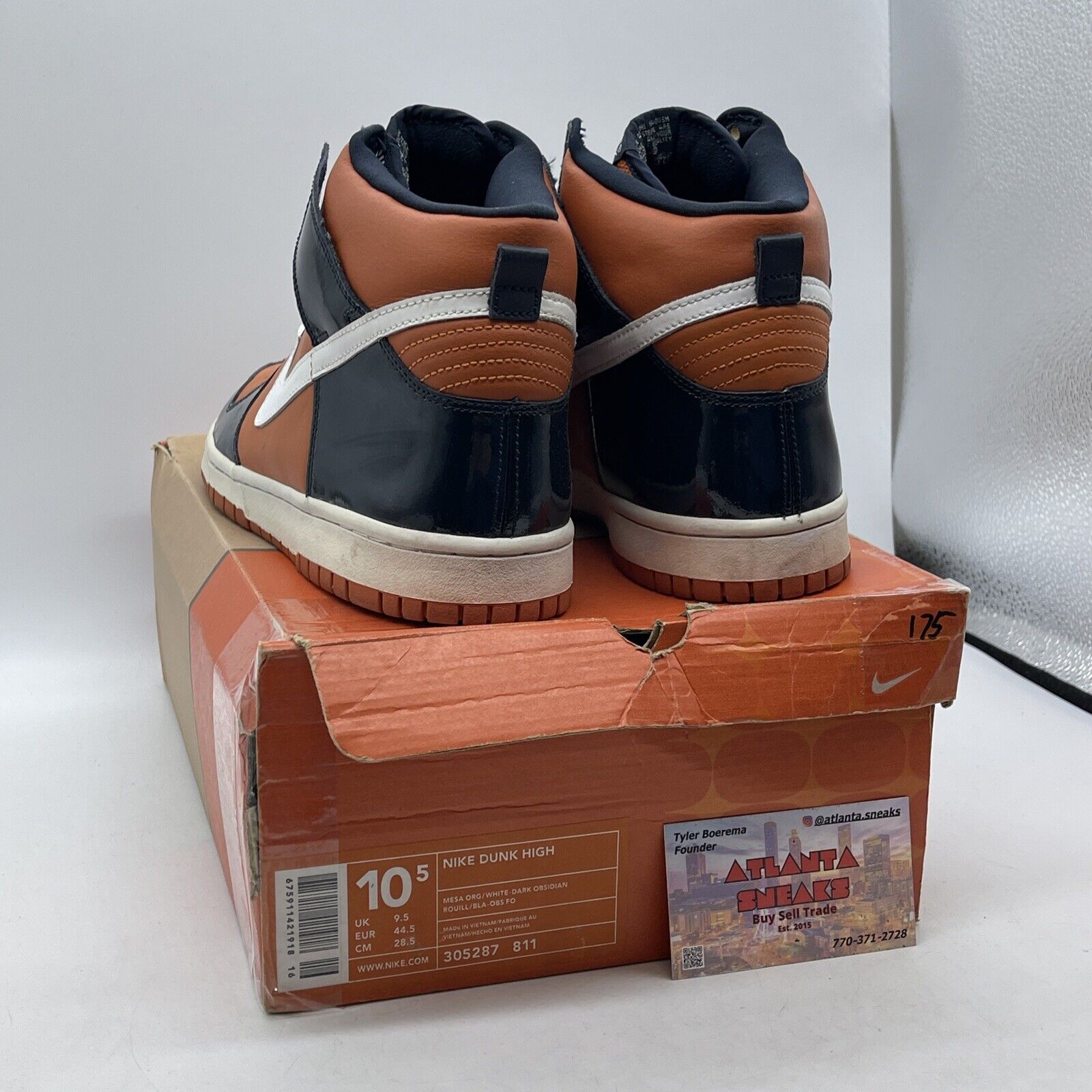 Size 10.5 - Nike Dunk High Mesa Orange Black White Leather (305287-811)