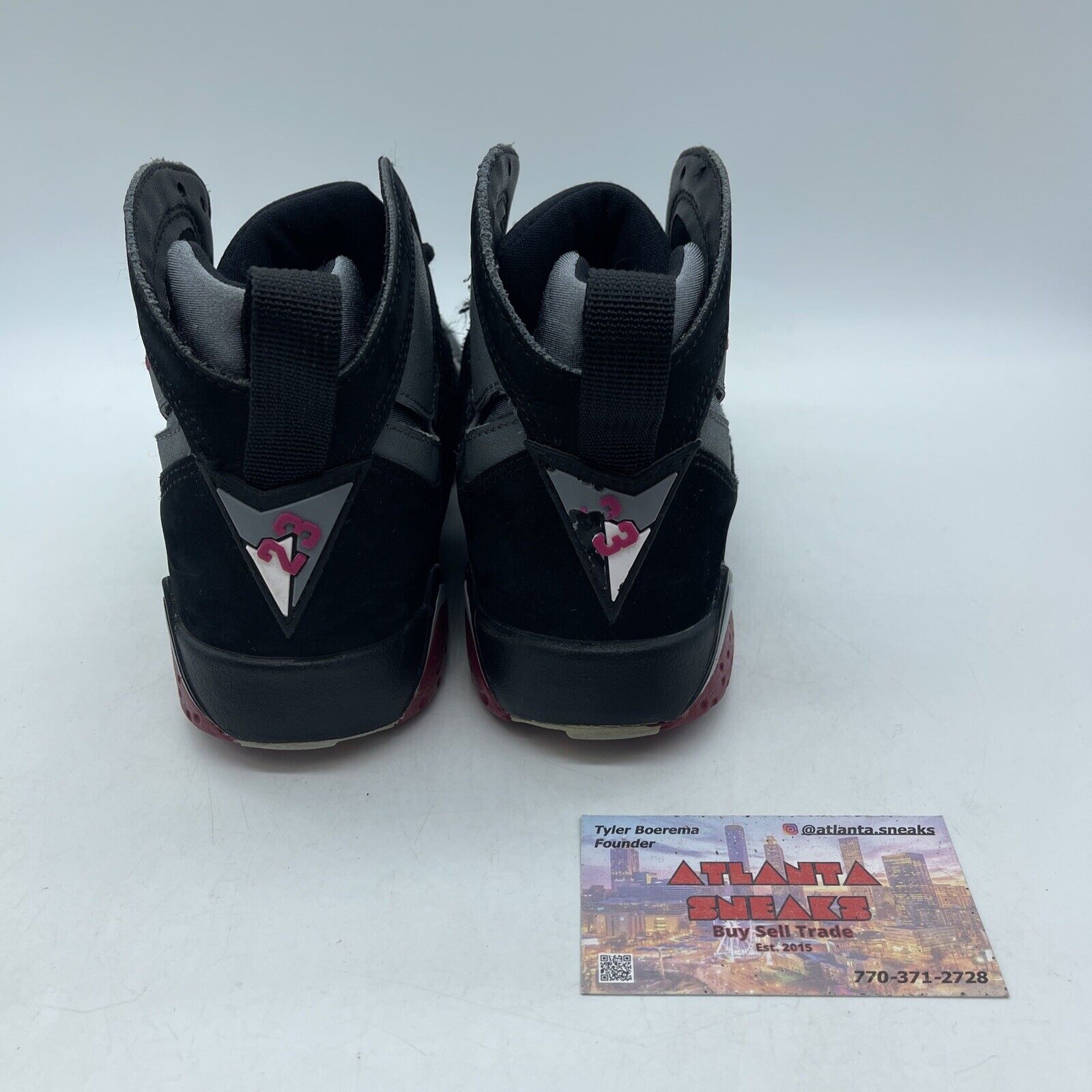 Size 5.5Y - Air Jordan 7 Retro Sport Fuschia GS Black Grey Suede (442960-008)