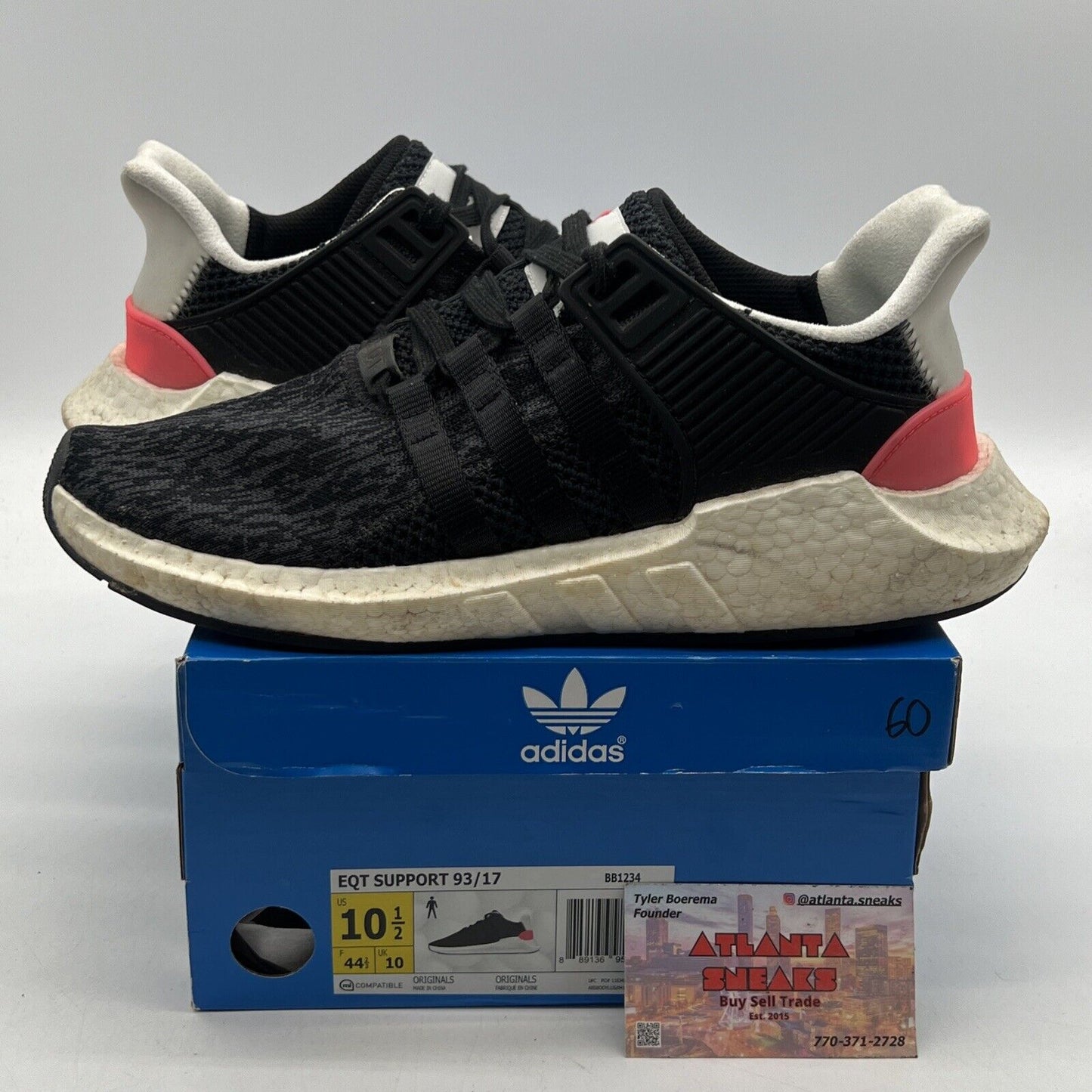 Size 10.5 - Adidas EQT Support 93/17 Core Black Turbo Red (BB1234)