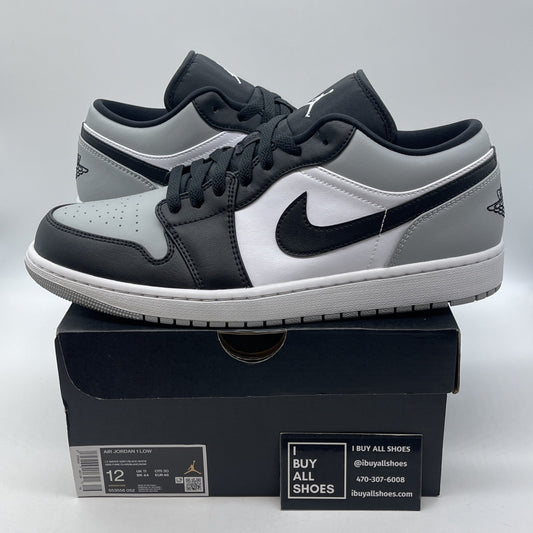 Size 12 - Jordan 1 Low Shadow Toe Grey Black White Leather (553558-052)
