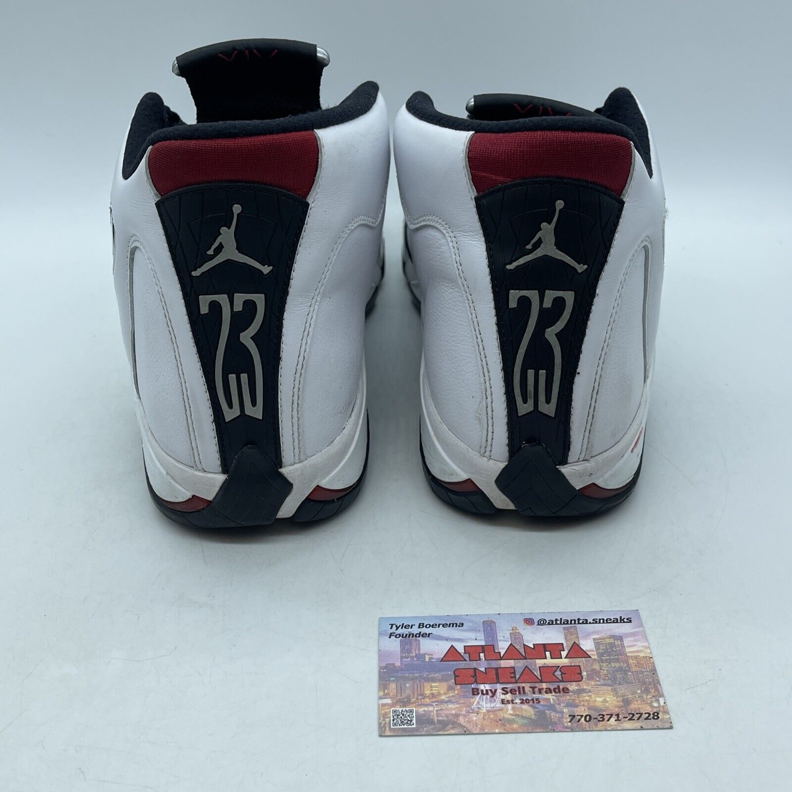 Size 11 - Air Jordan 14 Retro 2014 Black Toe White Red Leather (487471-102)