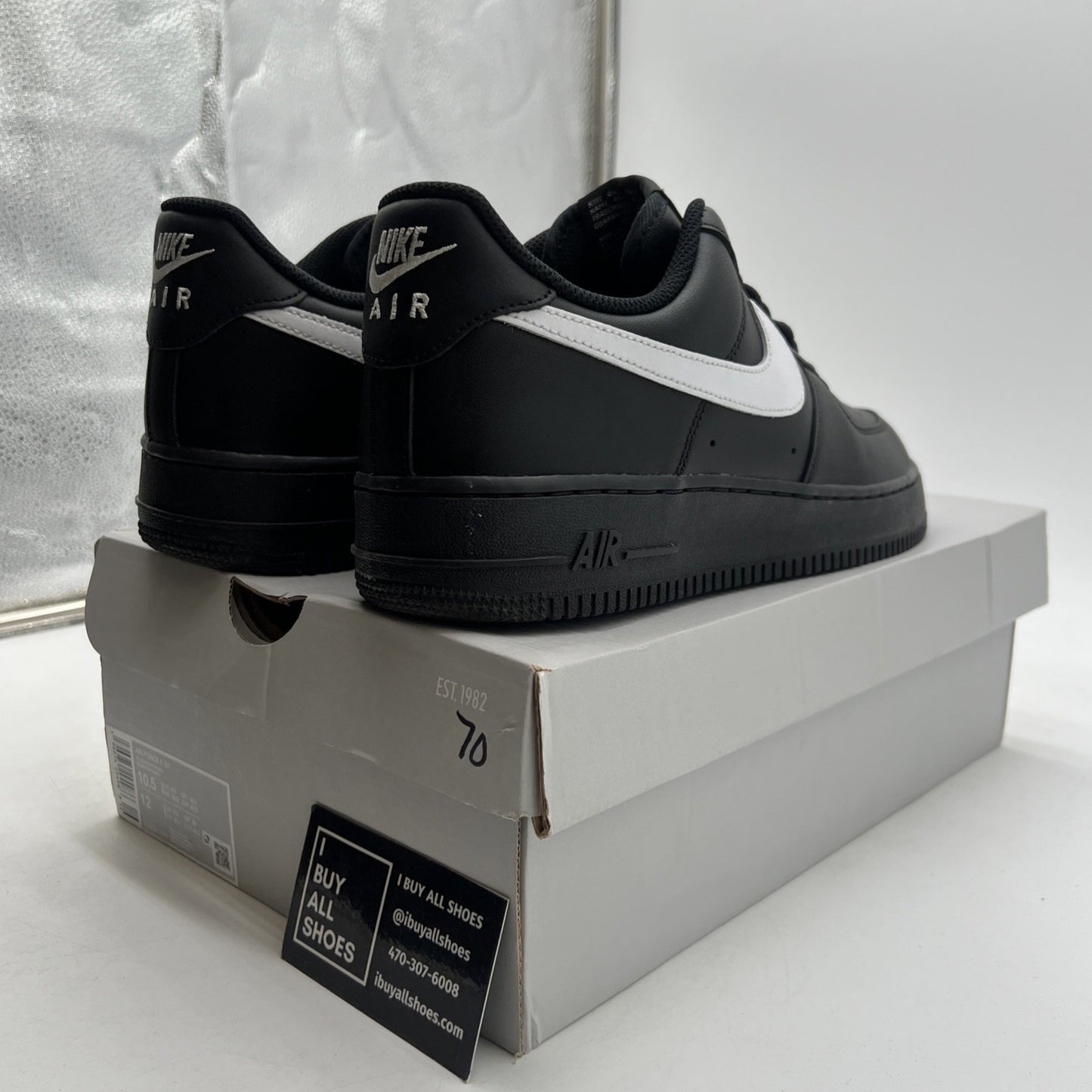 Size 10.5 - Nike Air Force 1 '07 Black White (FZ0627-010)