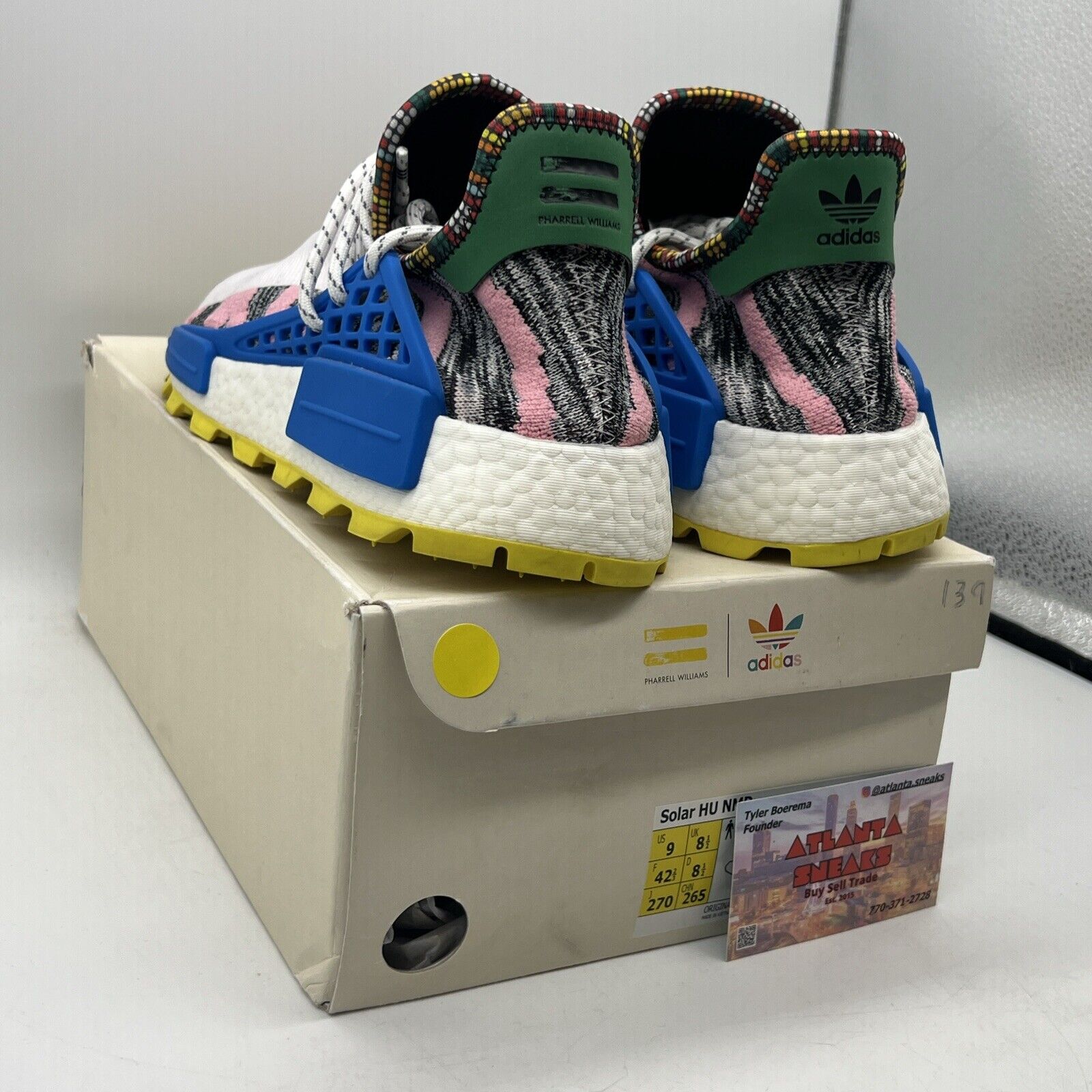 Size 9 - adidas Pharrell x NMD Human Race Trail Solar Pack Blue White Yellow