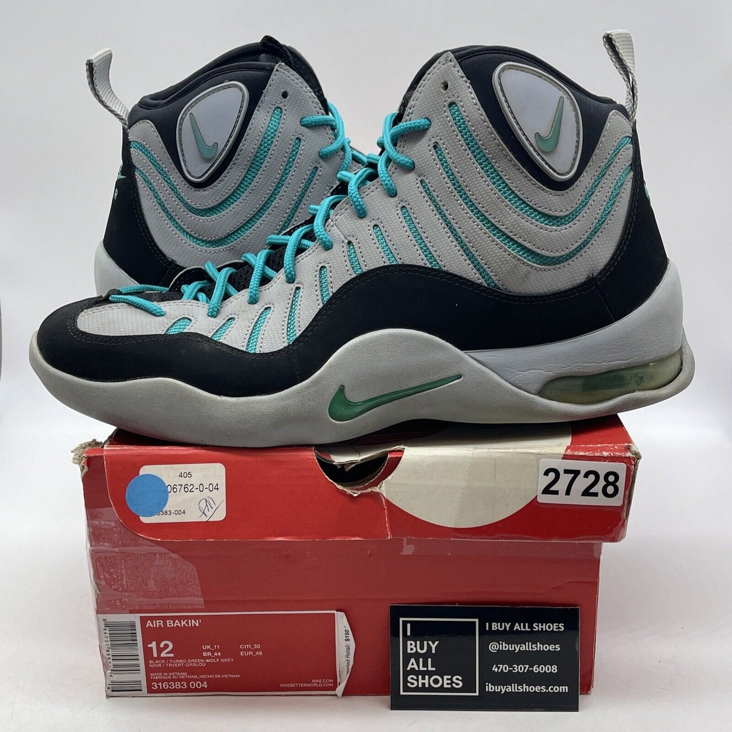 Size 12 - Nike Air Bakin Gray Black Blue Suede (316383-004)