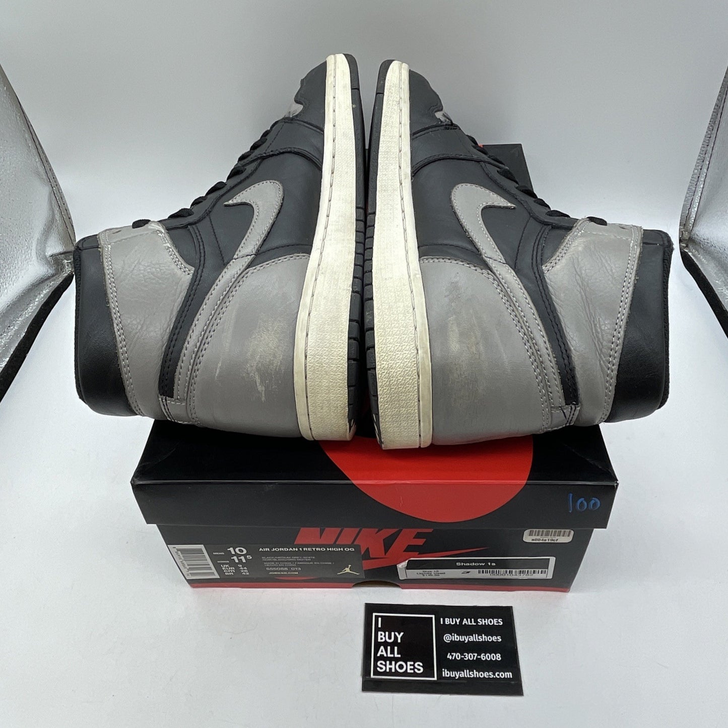 Size 10 - Jordan 1 Retro OG High Shadow Grey Black Leather (555088-013)