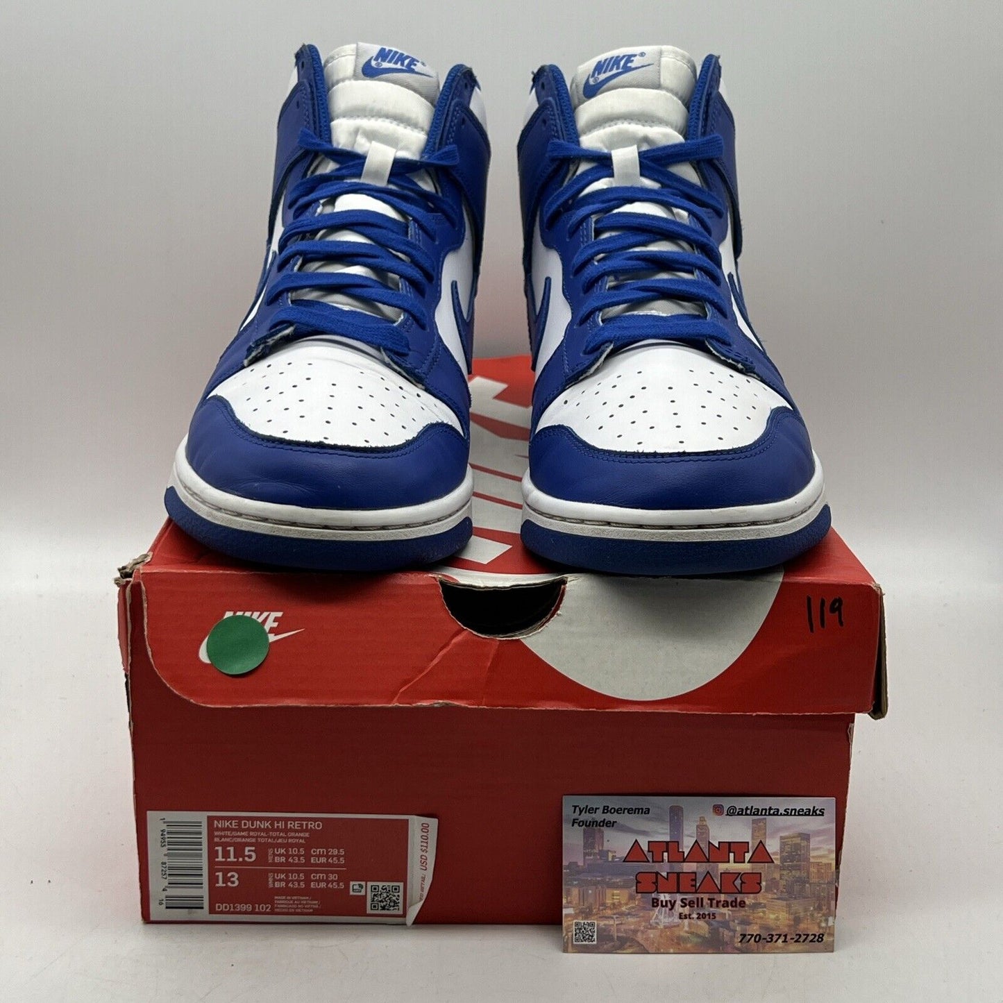 Size 11.5 - Nike Dunk 2021 High Kentucky White Blue Leather (DD1399-102)