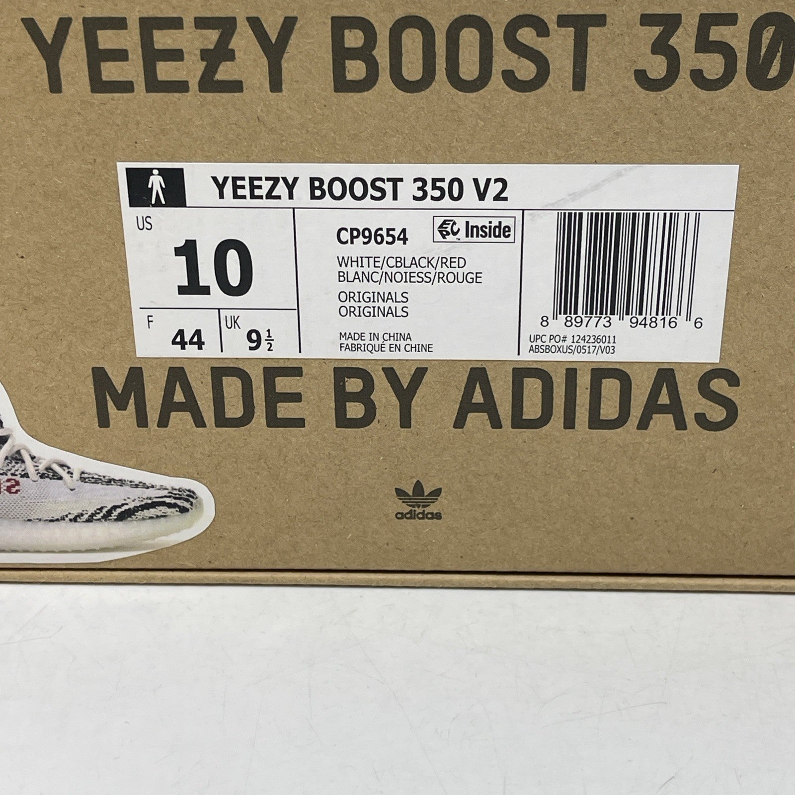 Size 10 - adidas Yeezy Boost 350 V2 Low Zebra White Black Suede (CP9654)