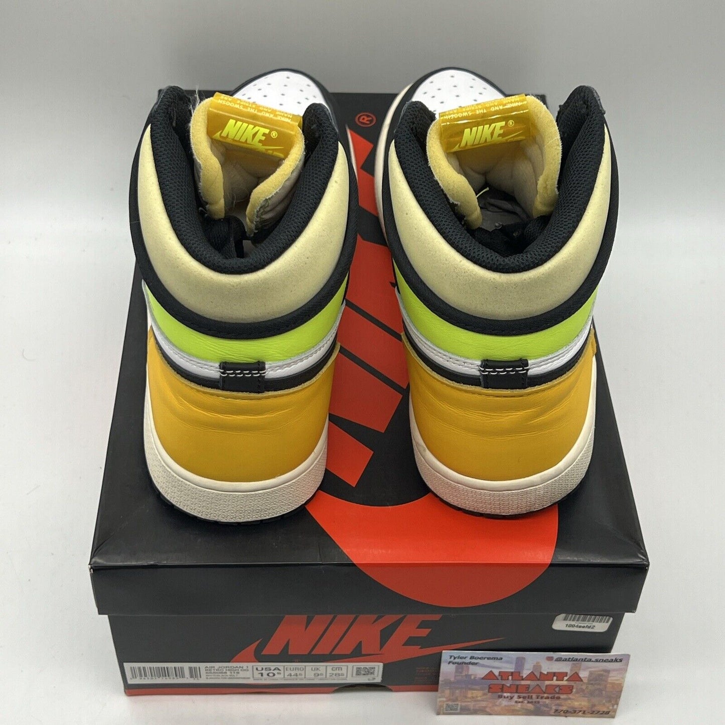 Size 10.5 - Jordan 1 Retro High OG Volt Yellow White Black Leather Used
