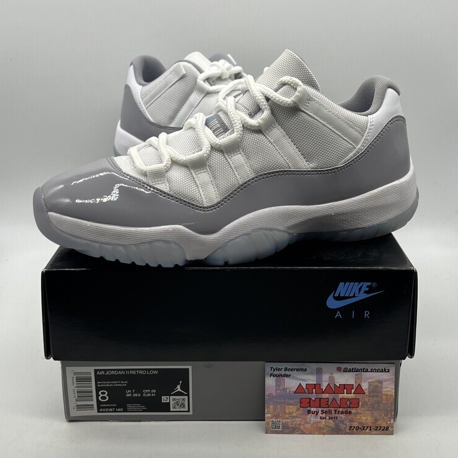 Size 8 - Air Jordan 11 Retro Low Cement Grey Leather White (AV2187-140)