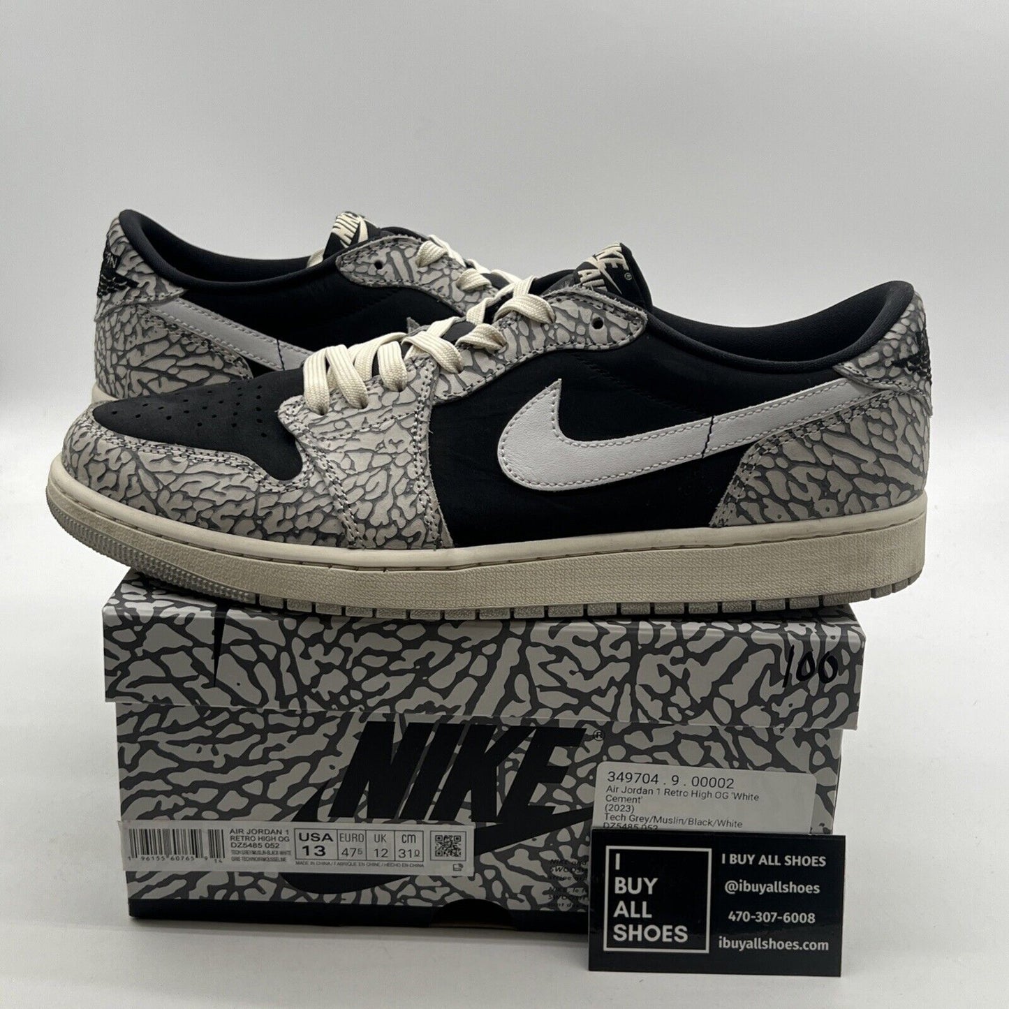Size 13 - Air Jordan 1 Retro OG Low Black Cement (CZ0790-001)