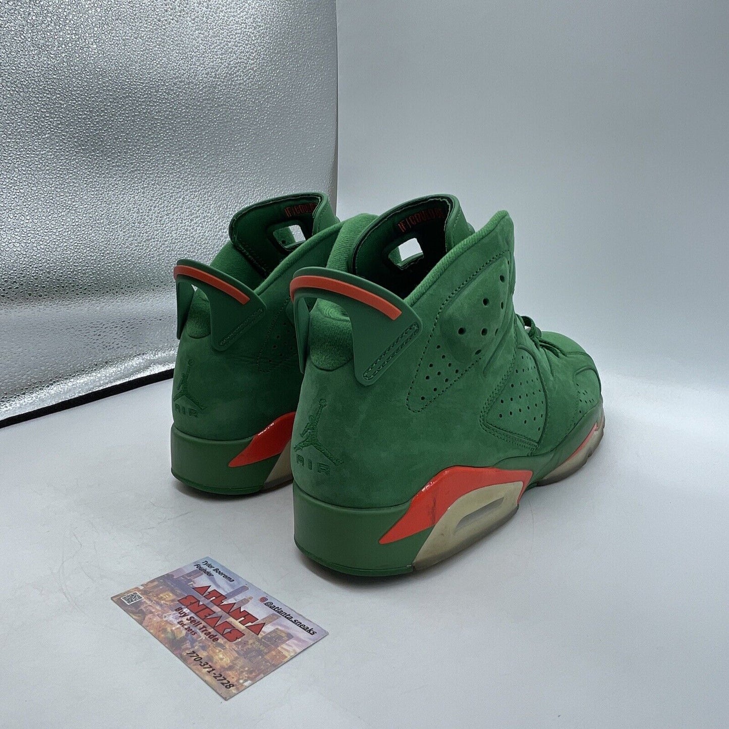 Size 11.5 - Air Jordan 6 Retro NRG Green Suede Gatorade Orange (AJ5986-335)