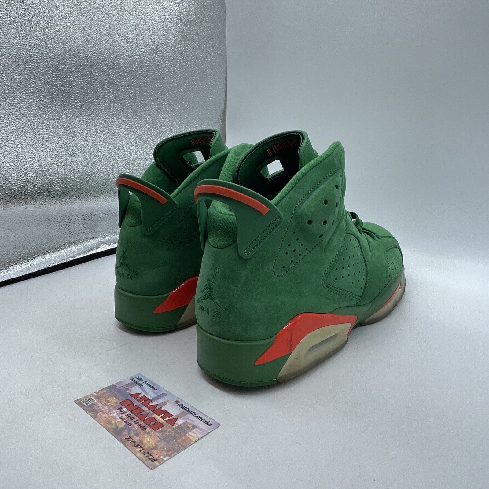 Size 11.5 - Air Jordan 6 Retro NRG Green Suede Gatorade Orange (AJ5986-335)