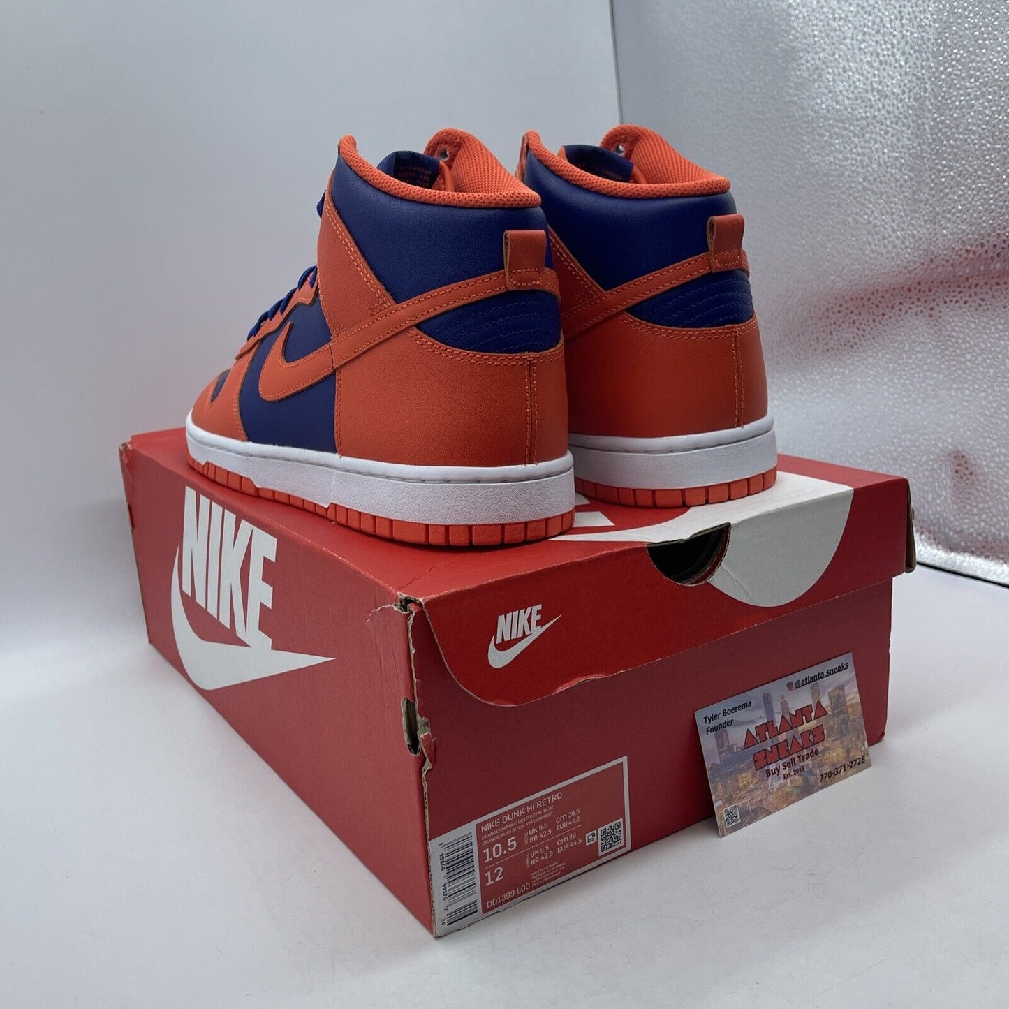 Size 10.5 - Nike Dunk High Knicks Orange White Blue Leather (DD1399-800)