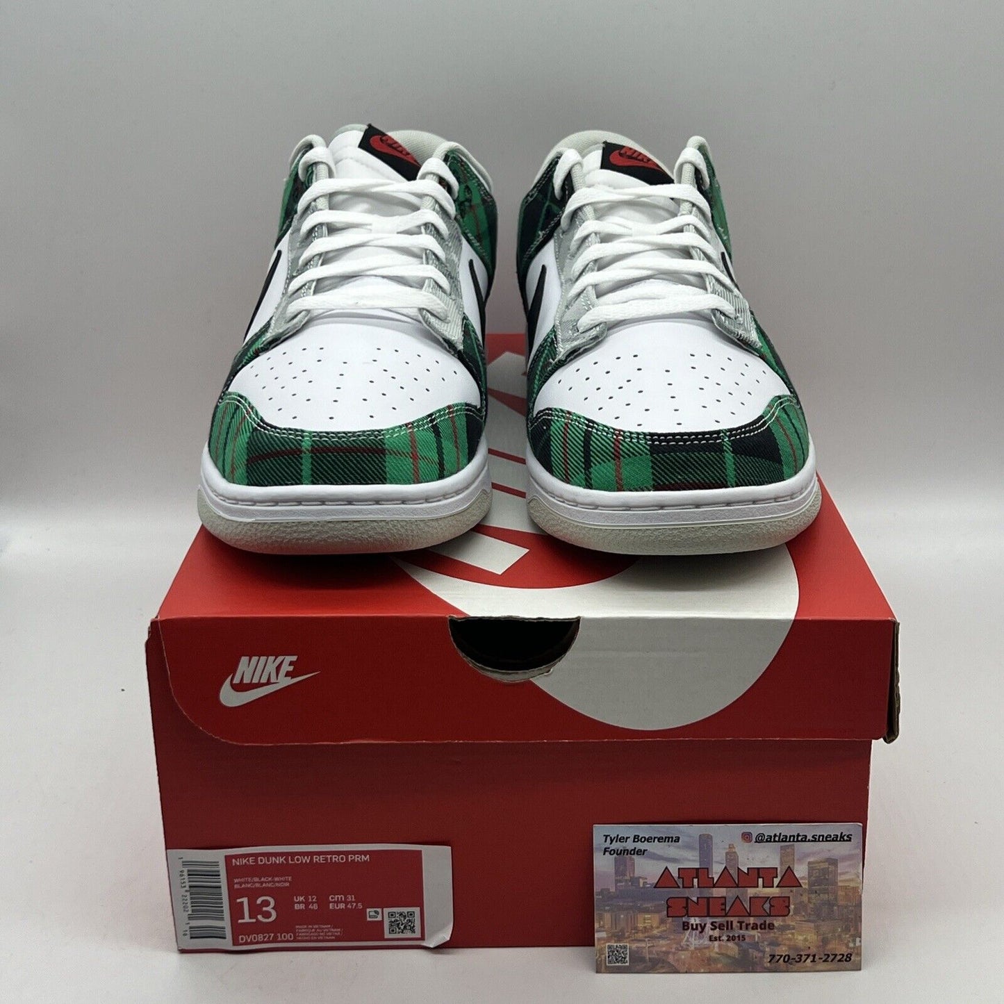 Nike Dunk Low 'Tartan Plaid' White Black Red Grey DV0827-100 Size 13 Brand New