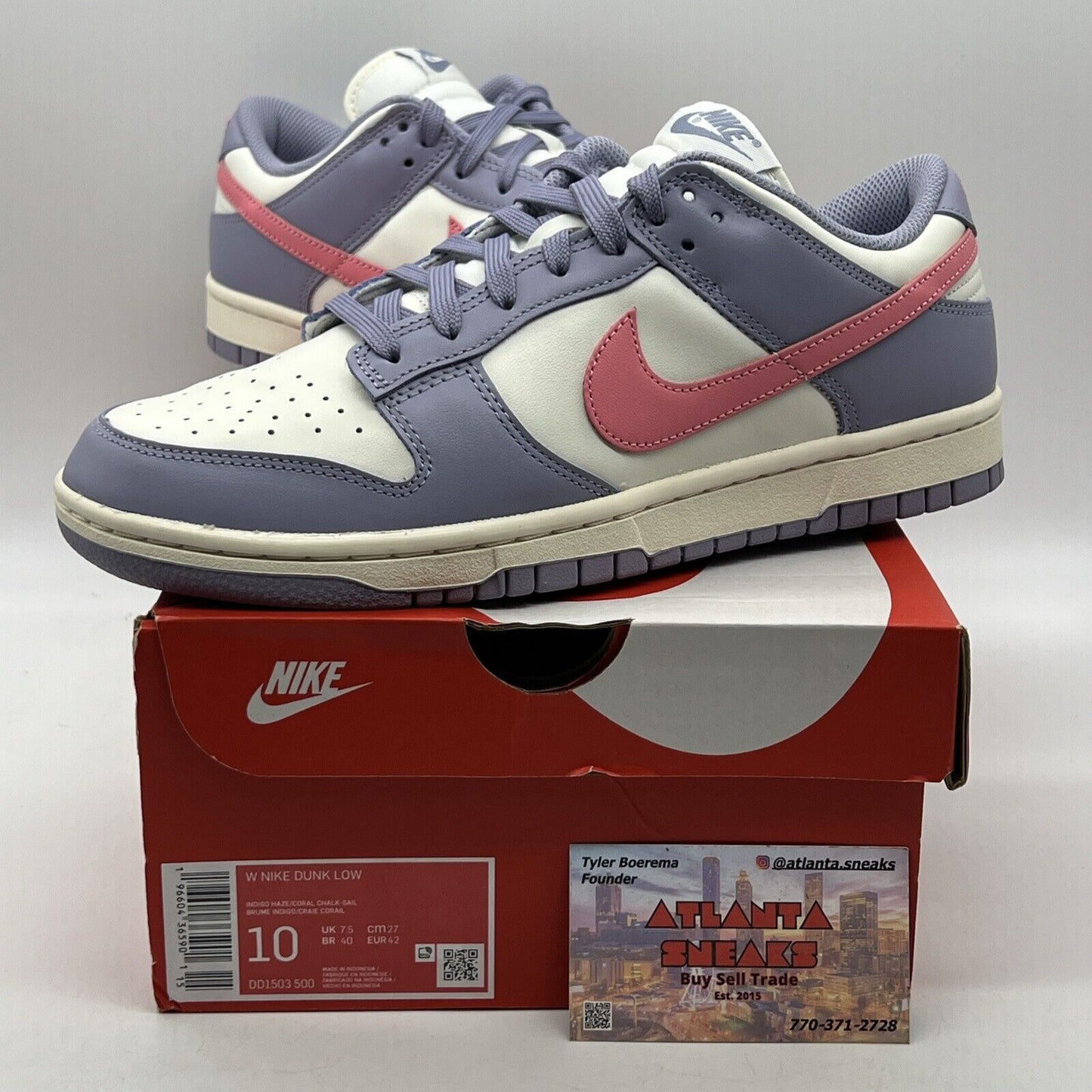 Size 10 - Nike Dunk Low Indigo Haze W Purple Pink White Leather (DD1503-500)