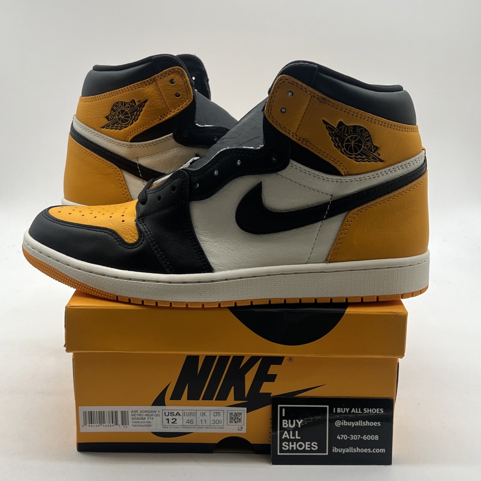 Size 12 - Air Jordan 1 Retro OG High Yellow Toe (5550887-711)