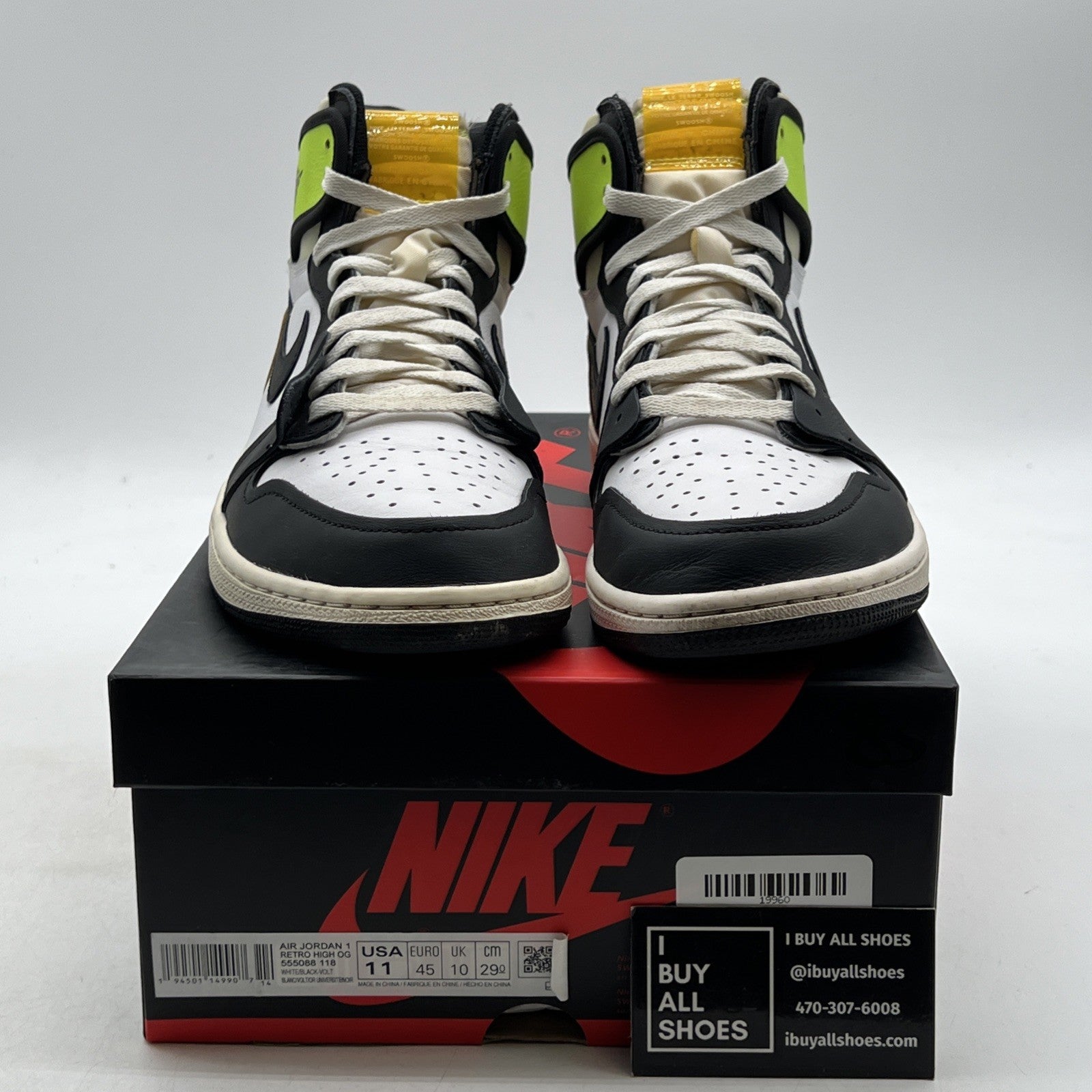 Size 11 - Air Jordan 1 Retro High OG Volt (555088-118)