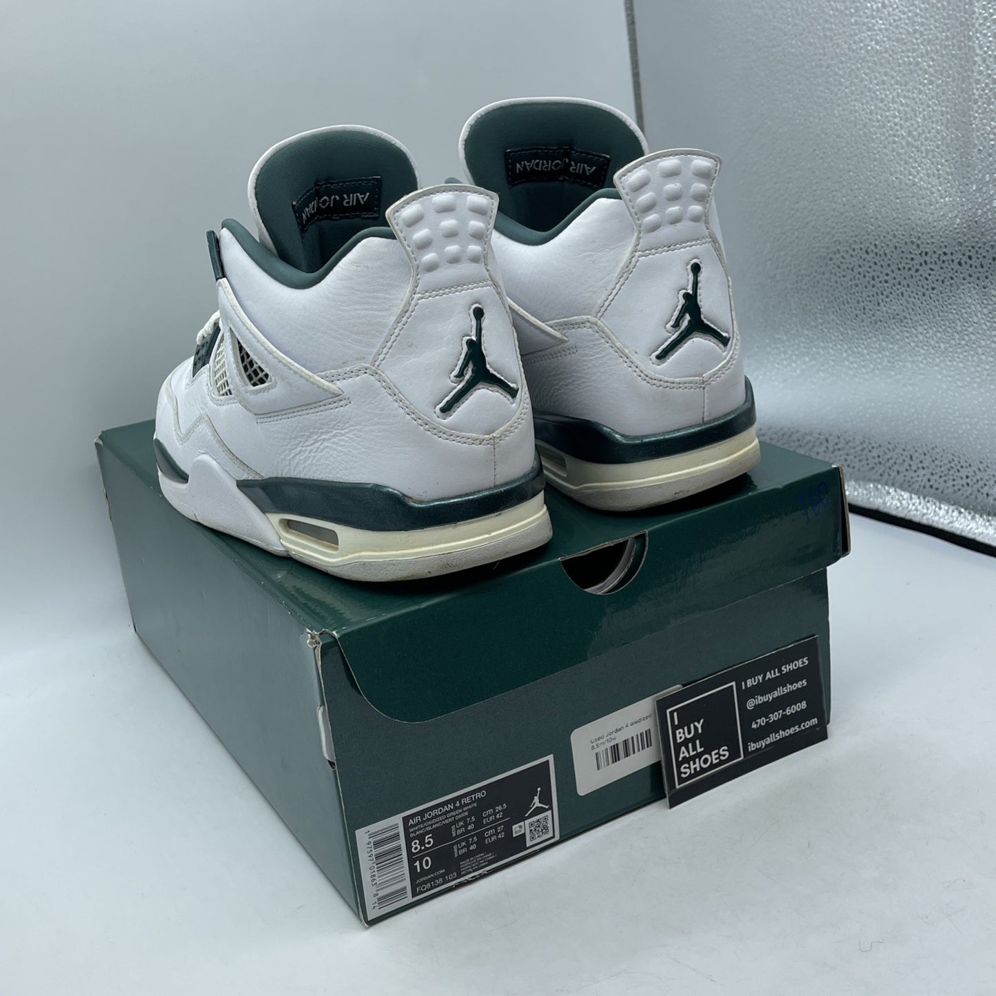 Size 8.5 - Air Jordan 4 Retro Oxidized Green White Leather (FQ8138-103)