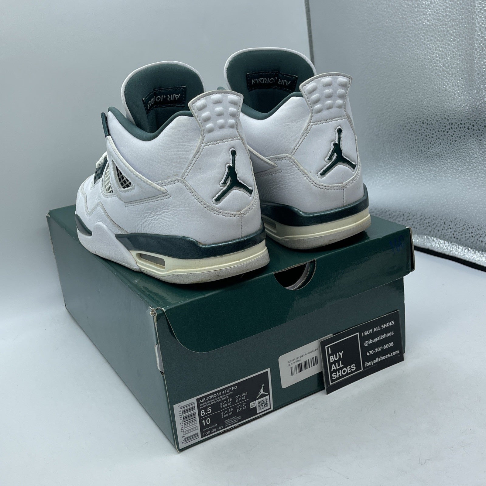 Size 8.5 - Air Jordan 4 Retro Oxidized Green White Leather (FQ8138-103)