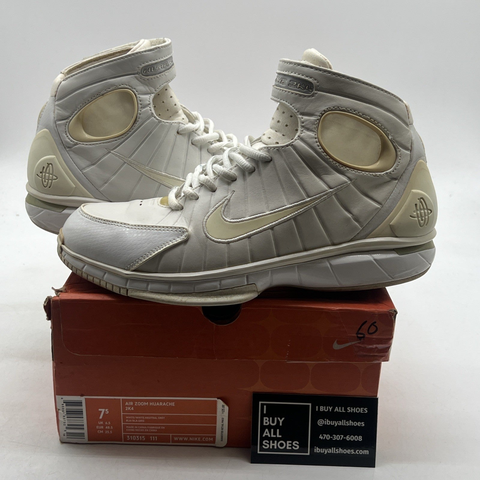 Size 7.5 - Nike Air Zoom Huarache 2K4 White (310315-111)