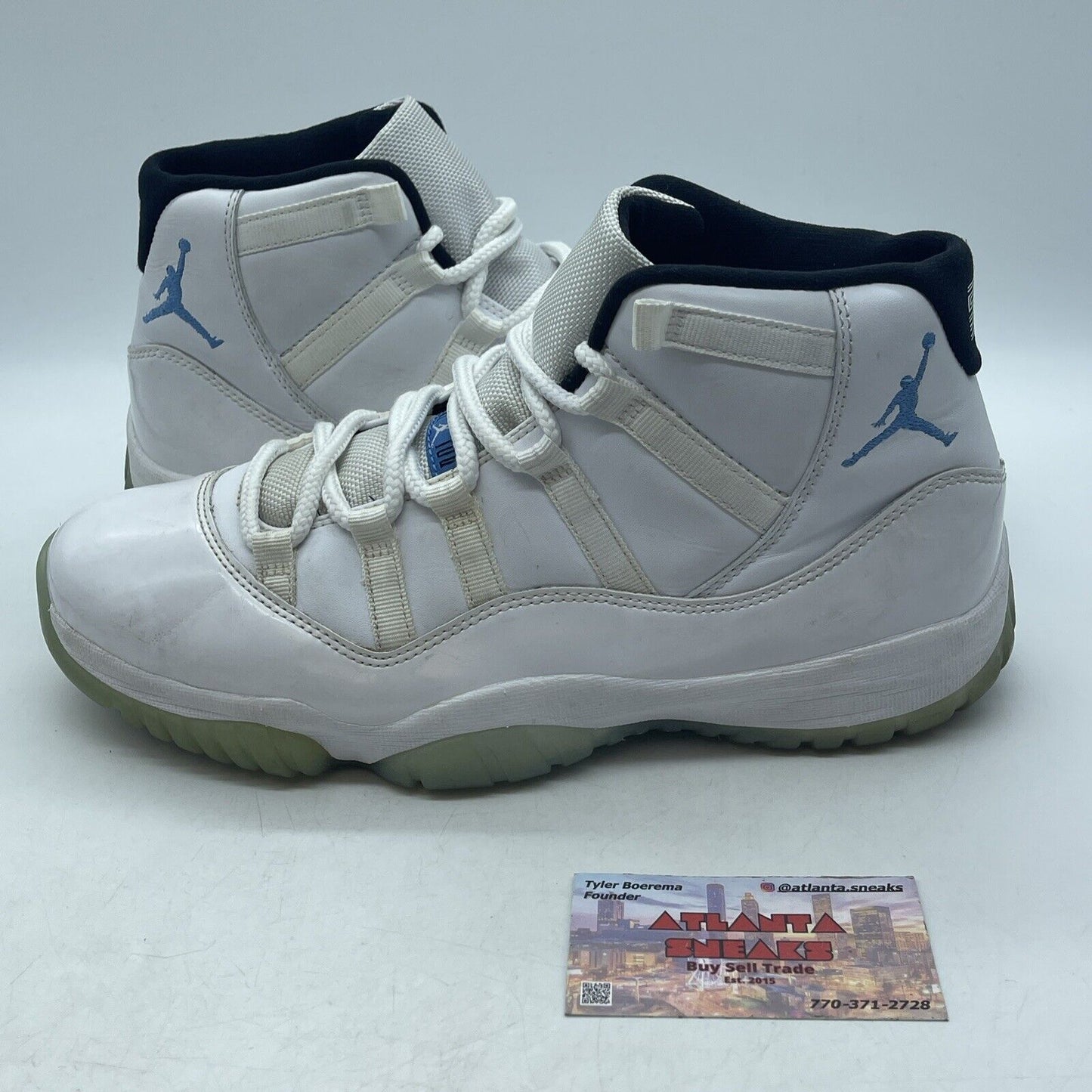 Size 9.5 - Jordan 11 Retro High Legend Blue White Blue Leather (378037-117)