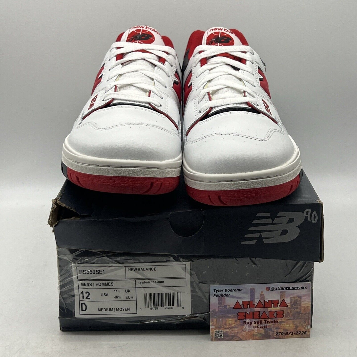 Size 12 - New Balance 550 White Team Red Black Leather (BB550SE1)