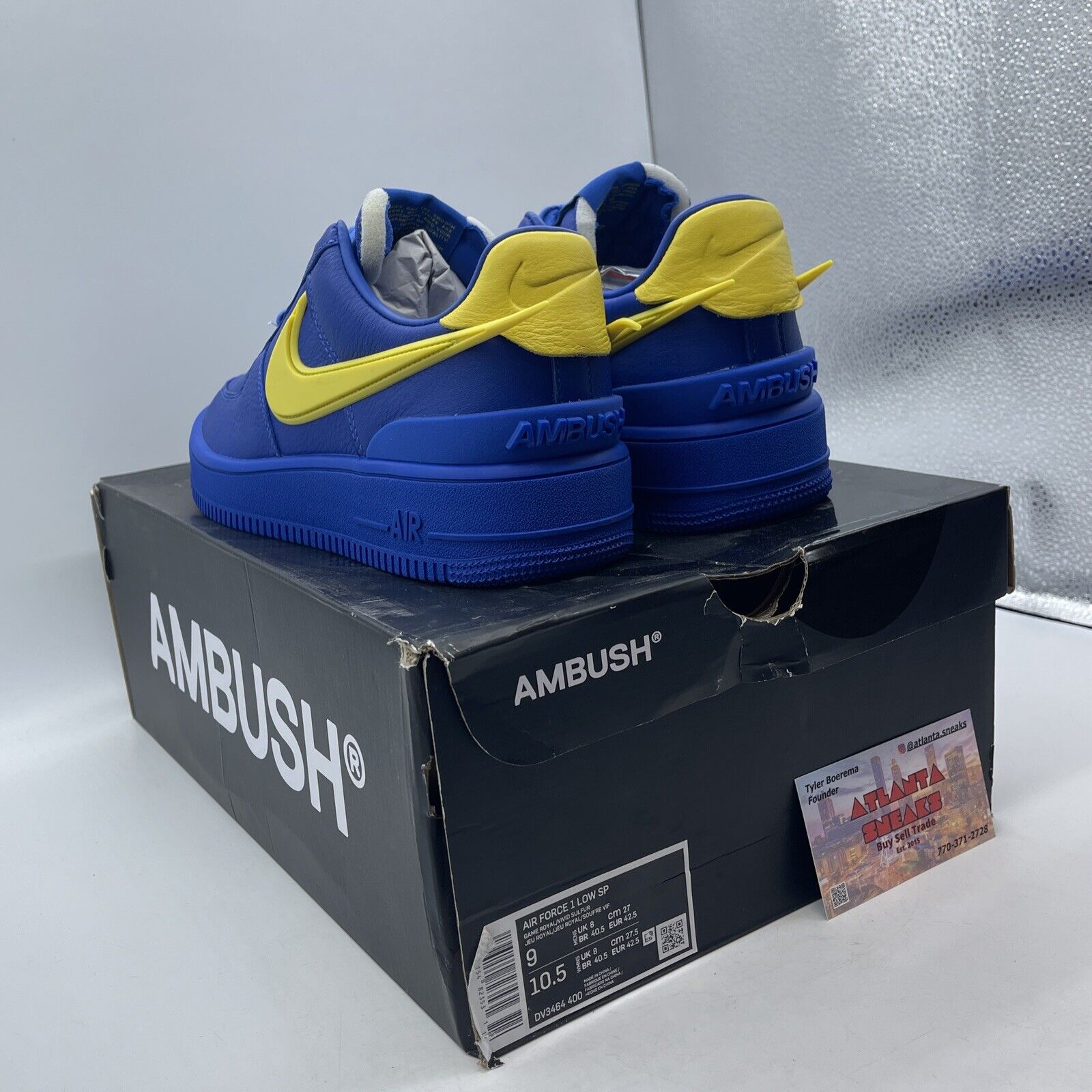 Size 9 - Nike AMBUSH x Air Force 1 Low Game Royal Yellow Leather (DV3464-400)