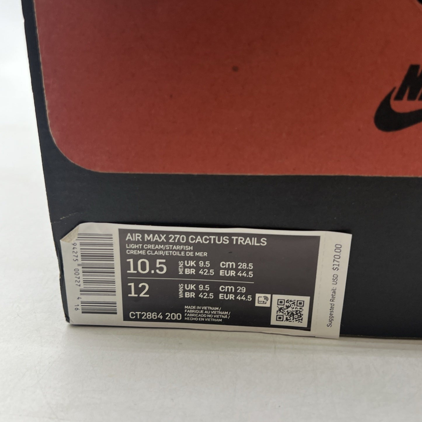 Size 10.5 - Nike Travis Scott x Air Max 270 React ENG Cactus Trails (CT2864-200)