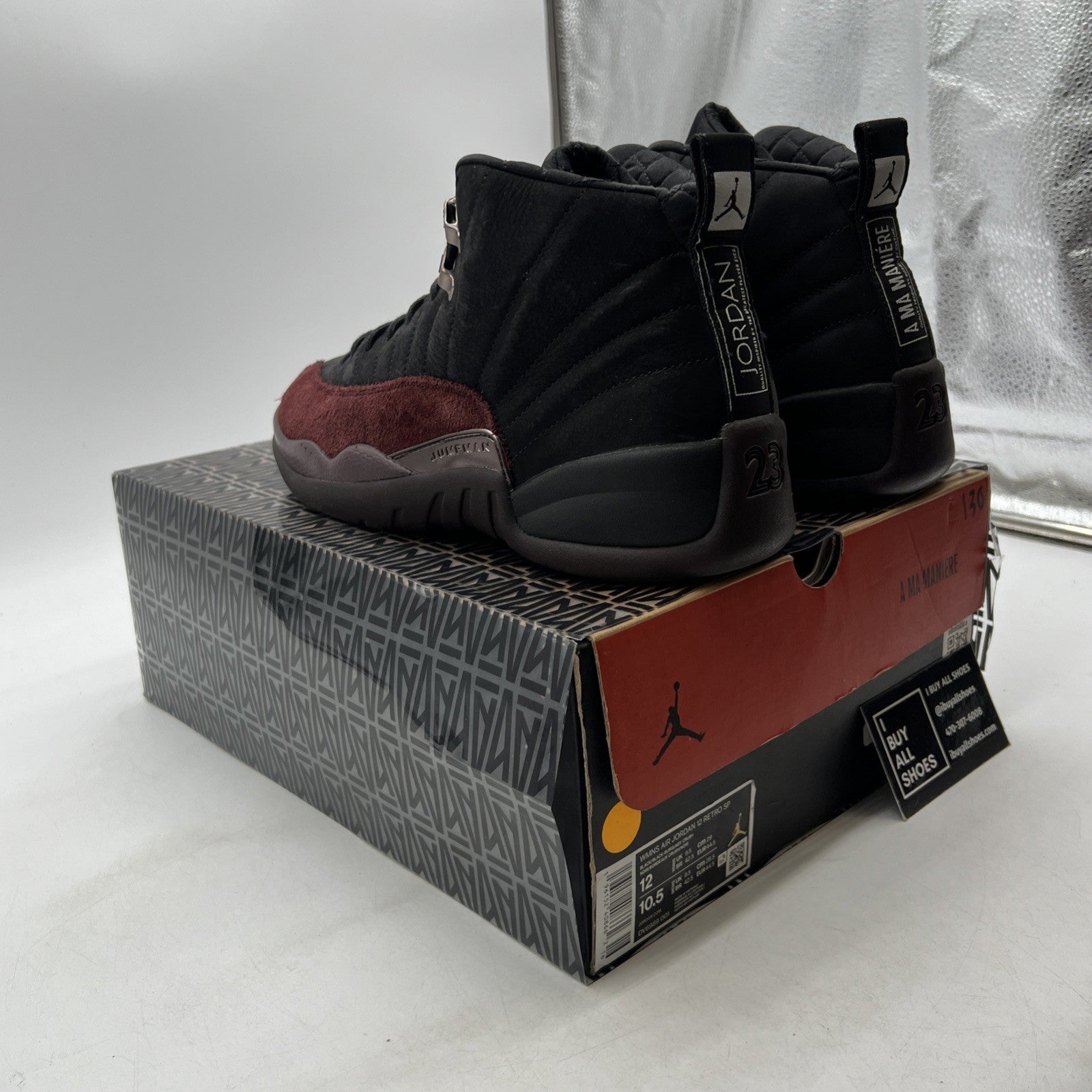 Size 12 - Air Jordan 12 Retro SP x A Ma Maniere Mid Black W (DV6989-001)