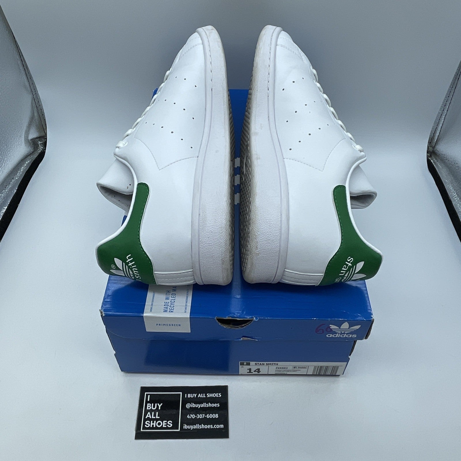 Size 14 - adidas Stan Smith White Green Leather (FX5502)