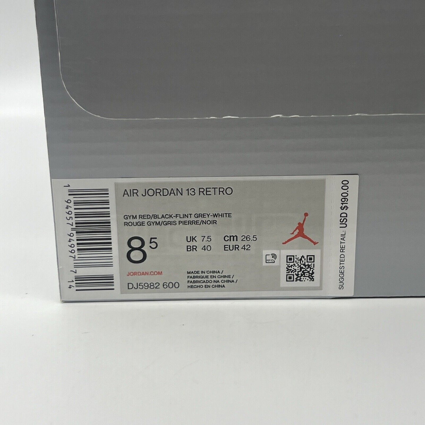 Size 8.5 - Jordan 13 Red/White - DJ5982600 Brand New Og All Red Grey White DS