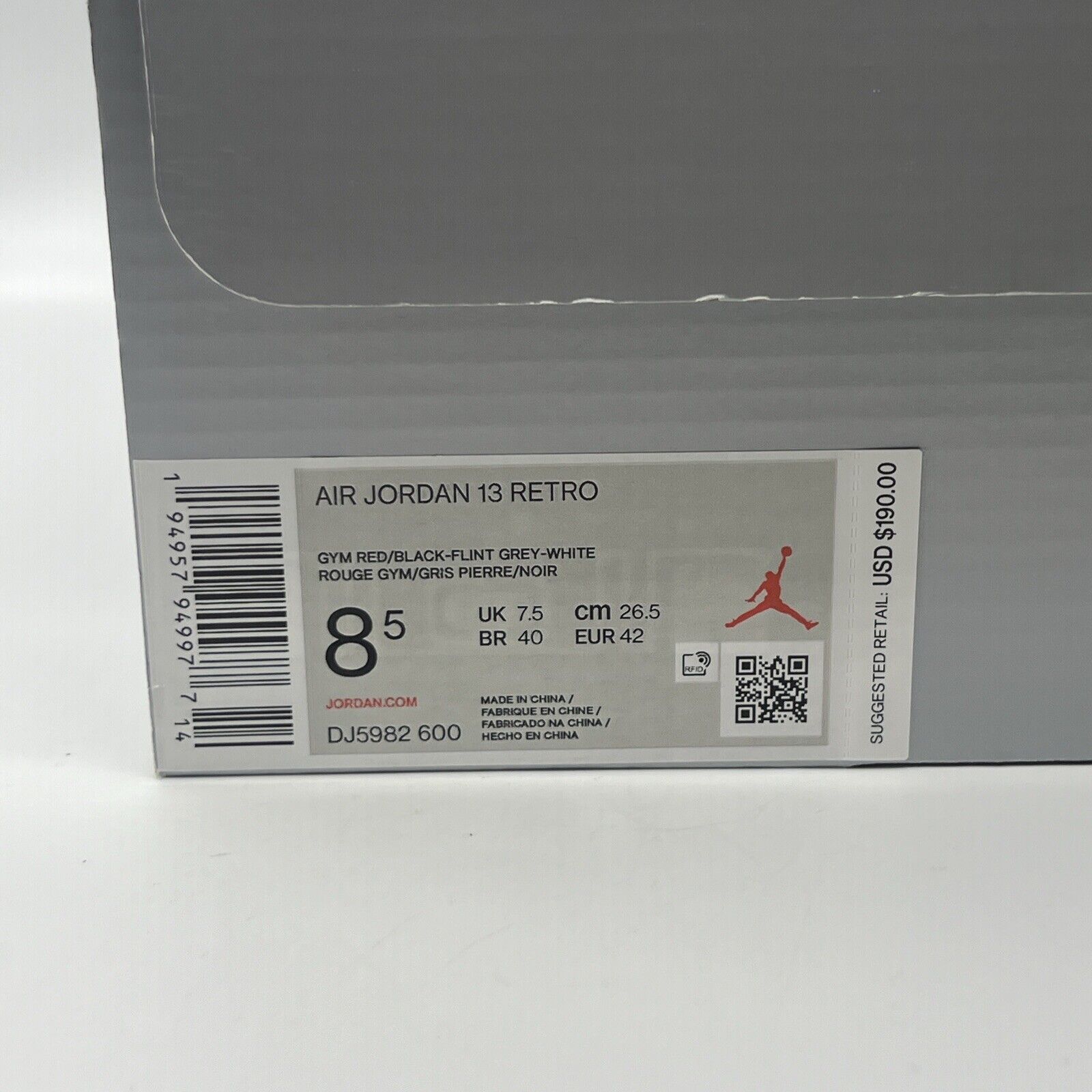 Size 8.5 - Jordan 13 Red/White - DJ5982600 Brand New Og All Red Grey White DS