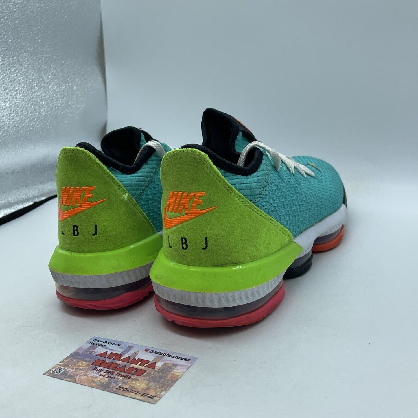 Size 9 - Nike LeBron 16 Low Air Max Trainer 2 Blue Green Suede (CI2668-301)